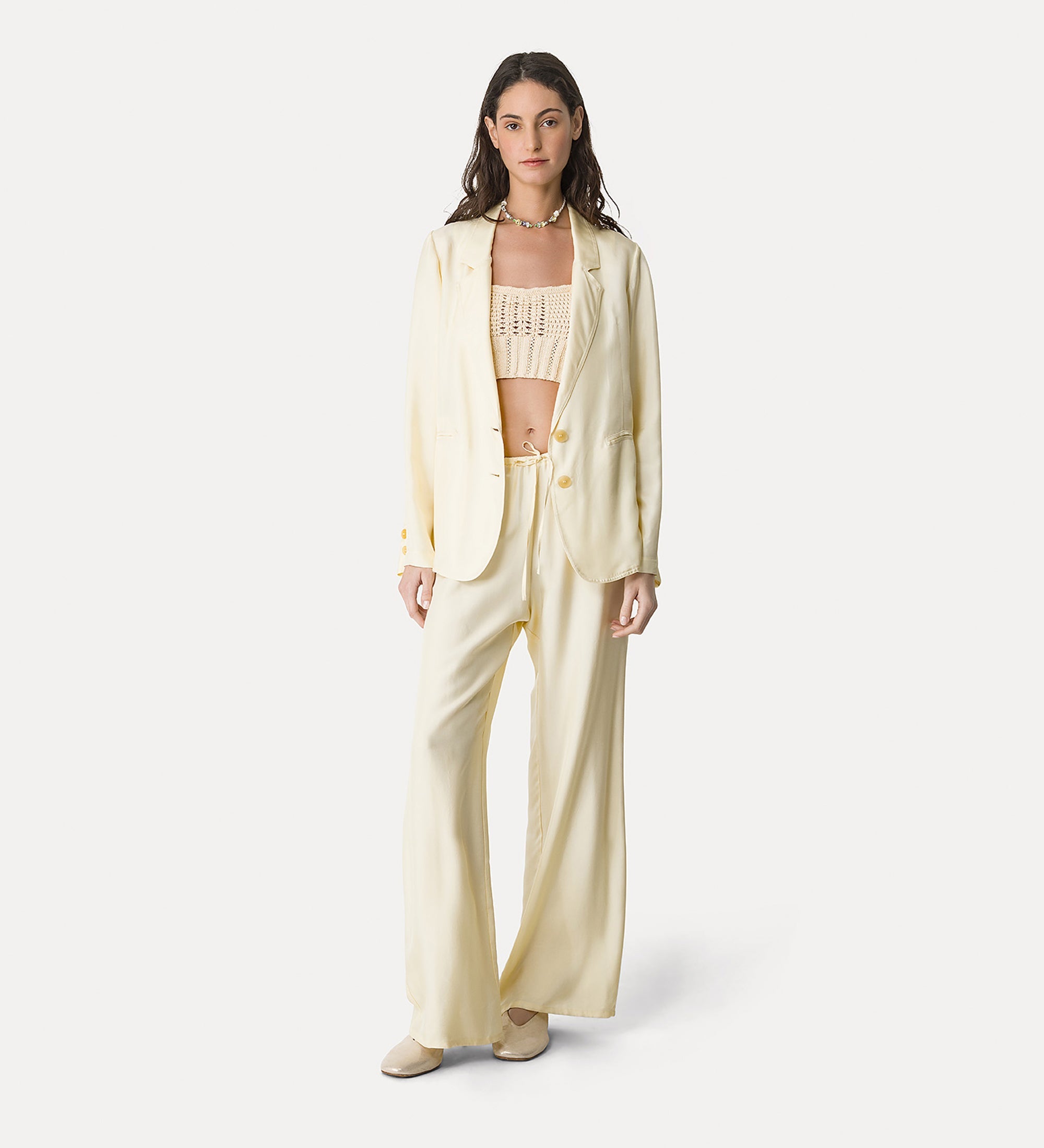 viscose twill drawstring trousers butter