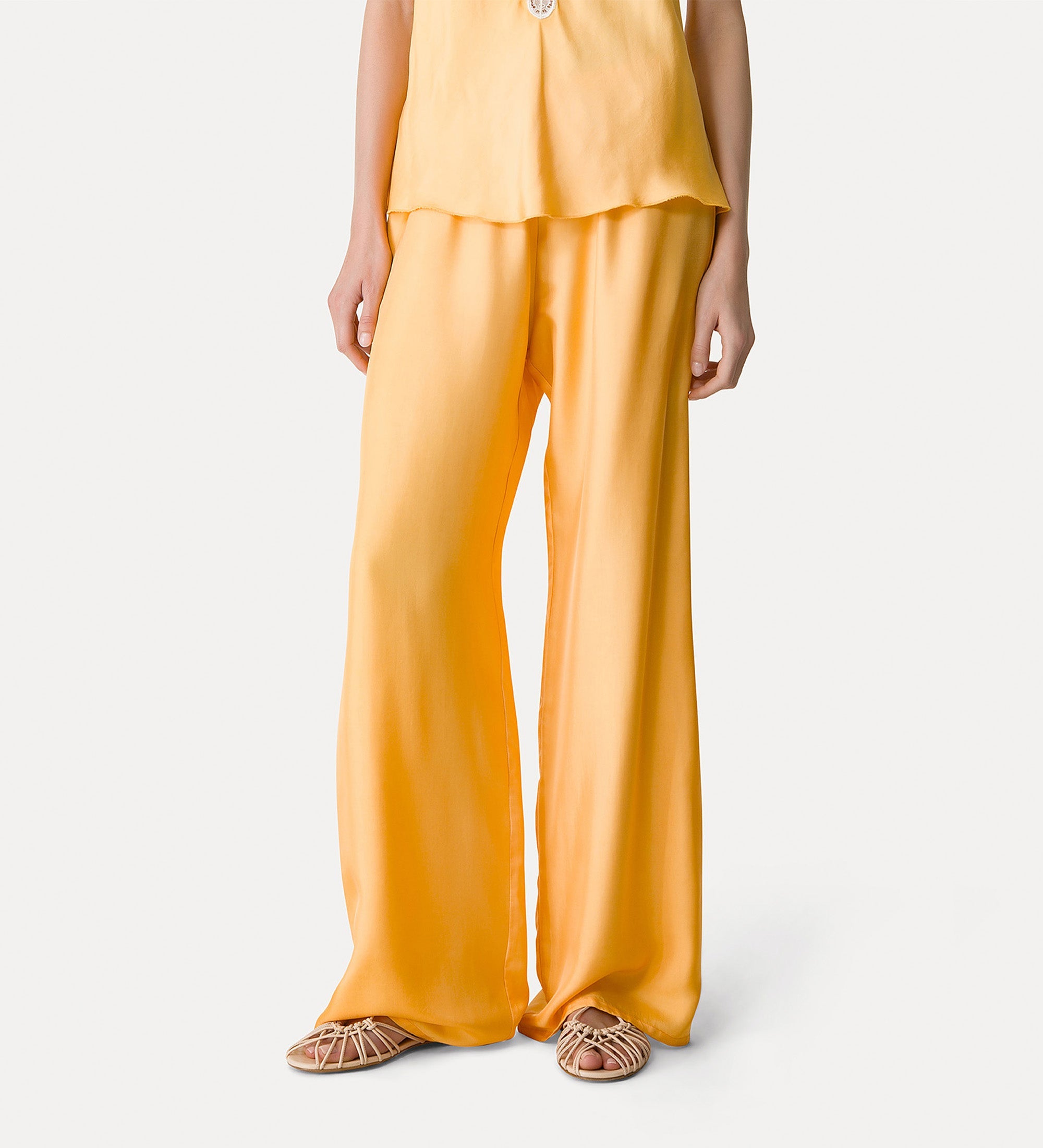 viscose twill drawstring trousers mandarine