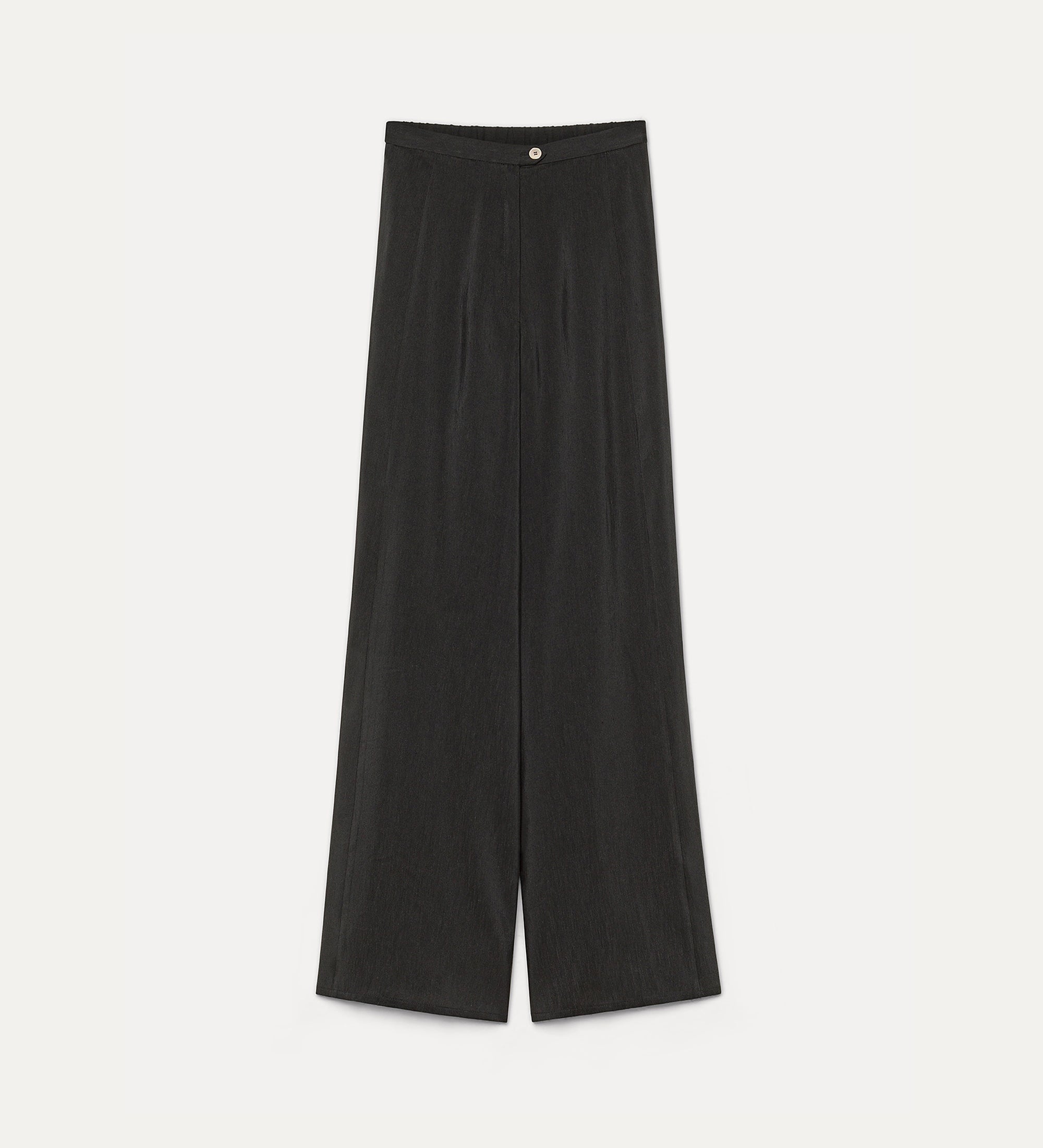 pantalone flared fiammato fluido lino viscosa noir