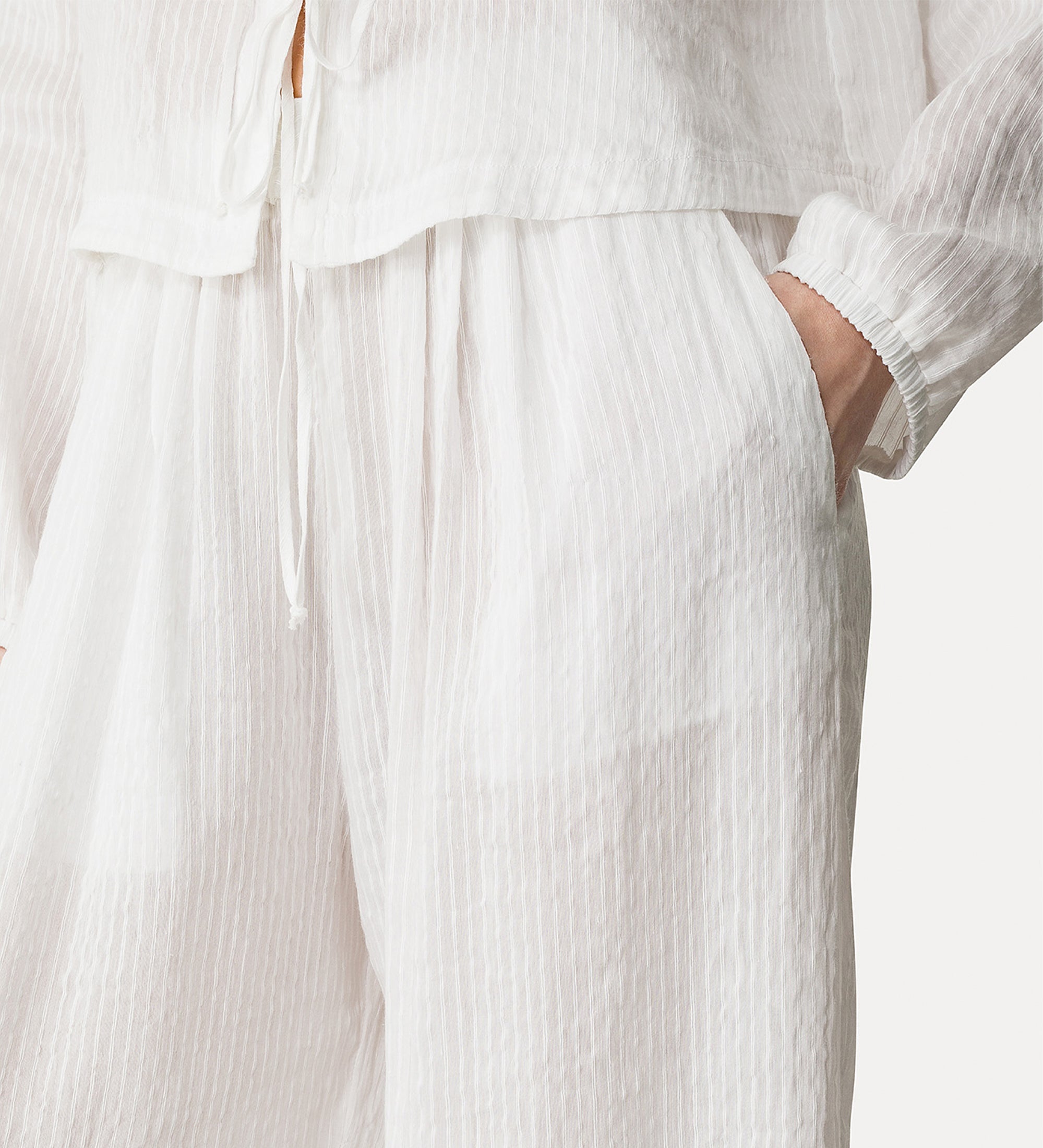 striped silk and linen voile trousers crystal
