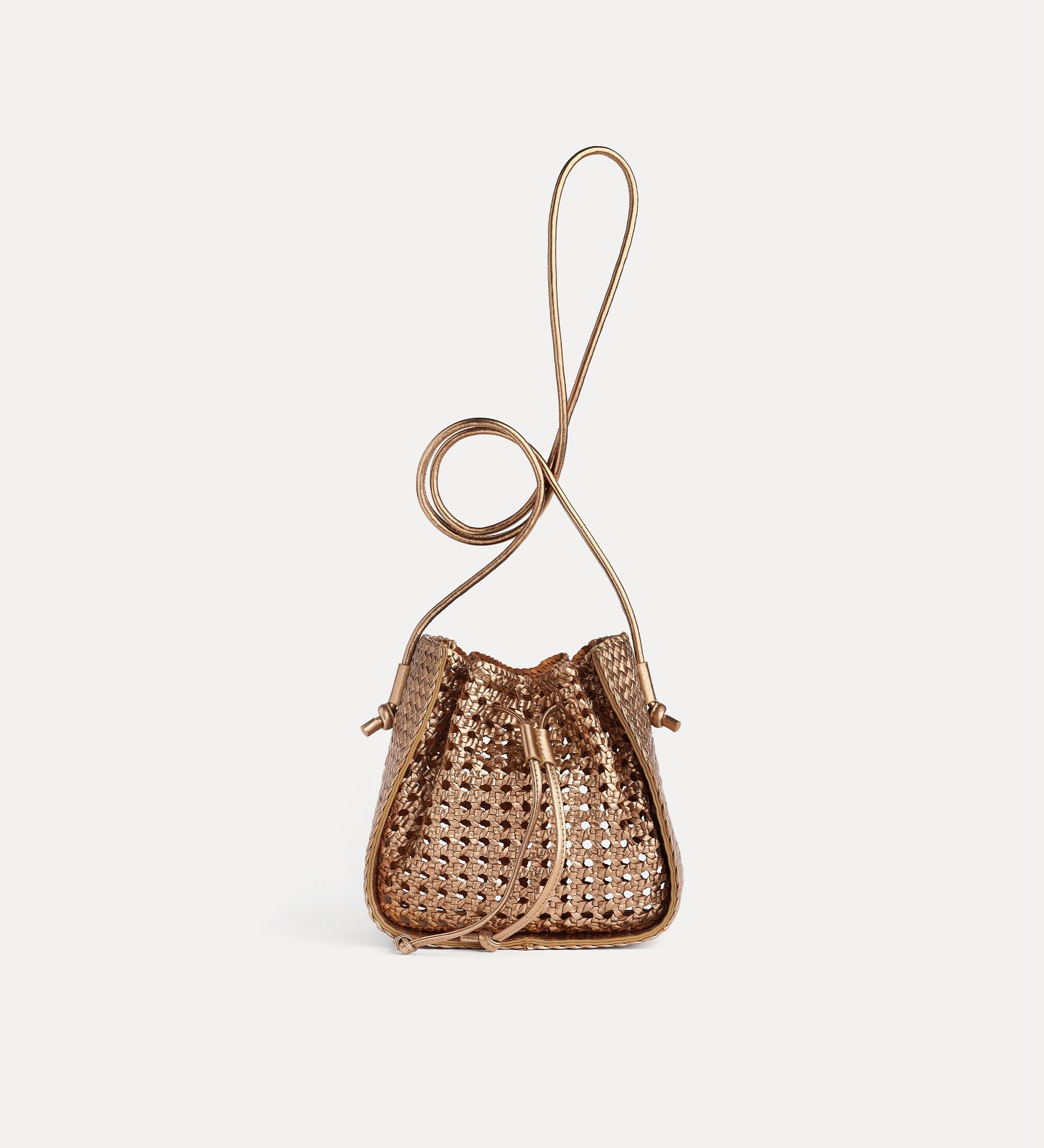 “my pepita” handwoven bucket bag  bronze