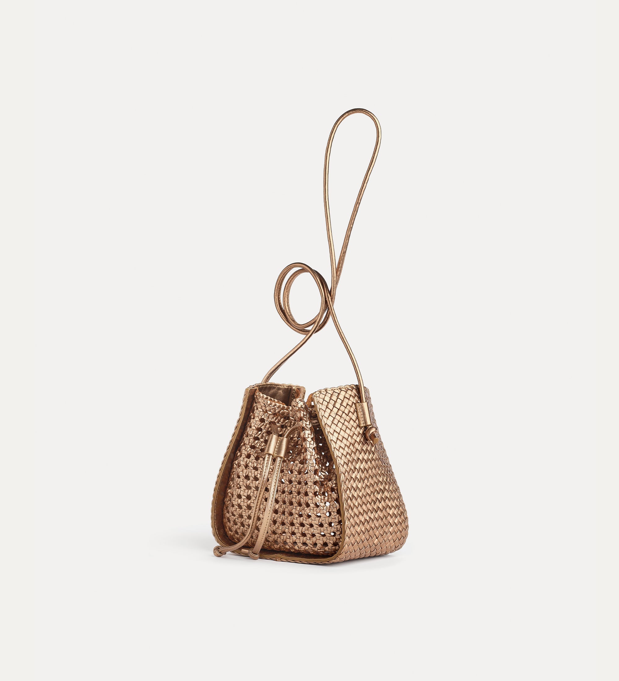 “my pepita” handwoven bucket bag  bronze