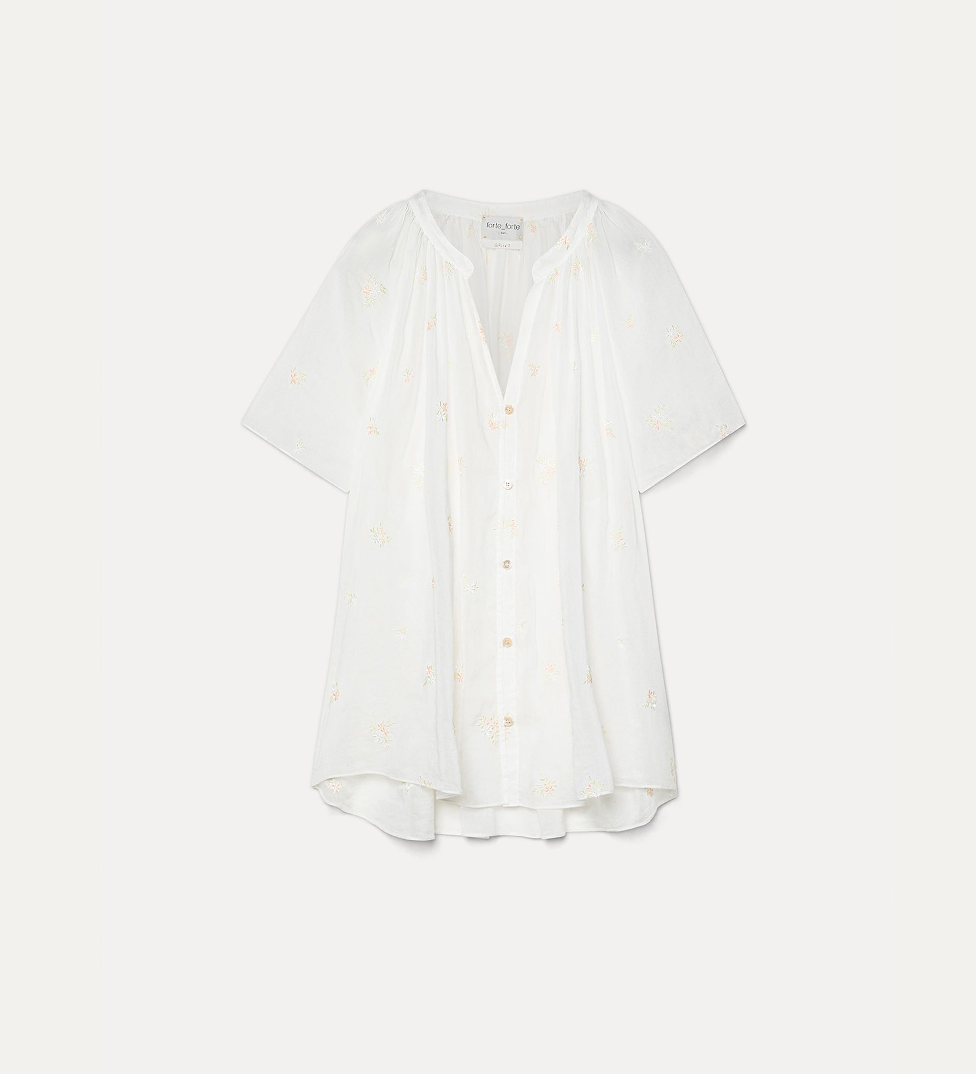 lightweight voile blouse with “petites fleurs” embroidery  ivory