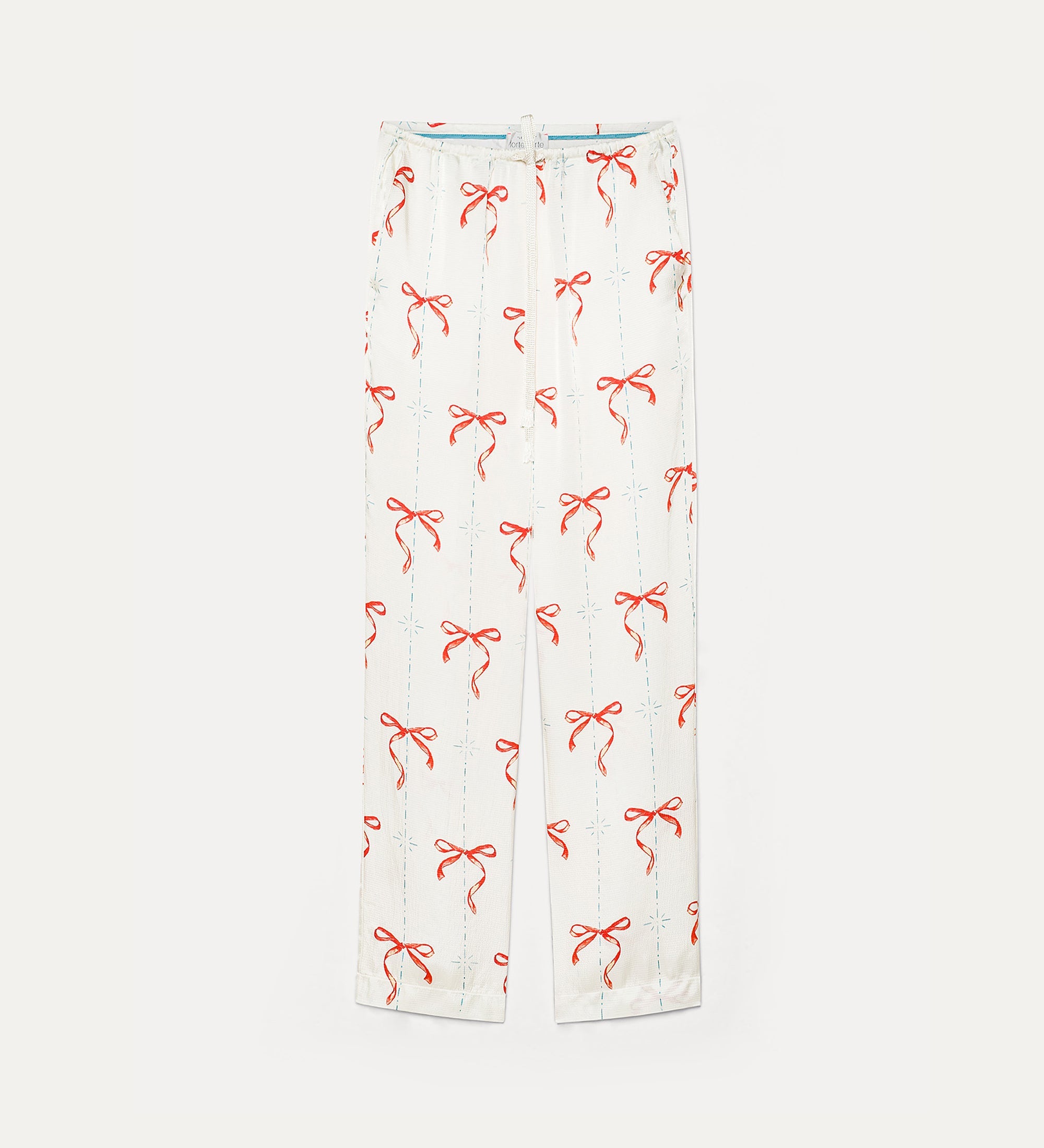 “le noeud d'argent” print satin trousers rouge