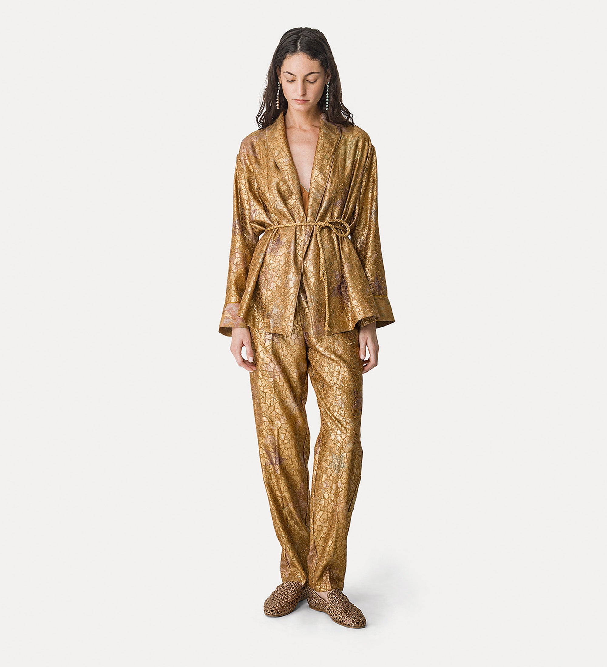 “les folies” jacquard kimono jacket gold