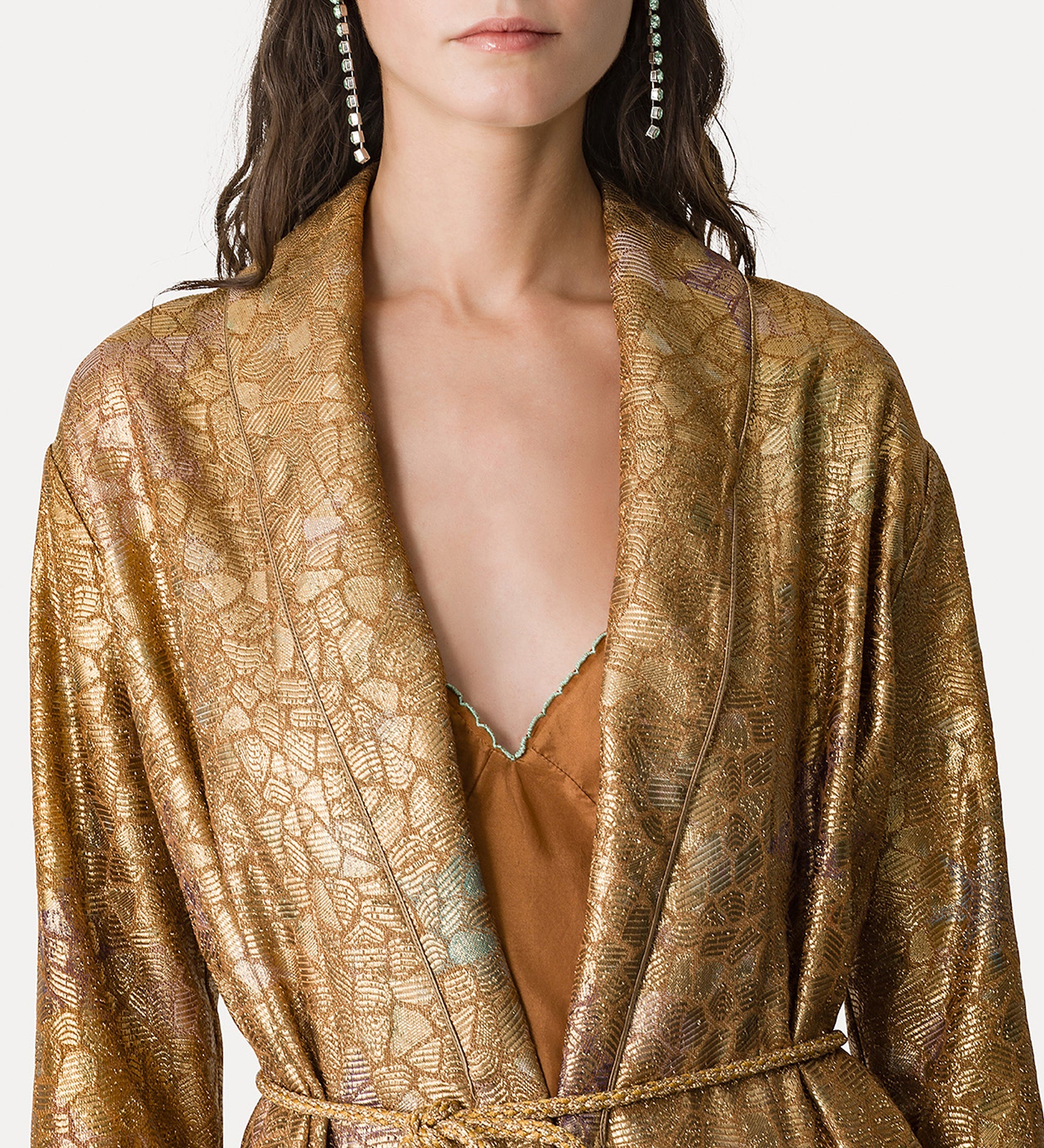 “les folies” jacquard kimono jacket gold