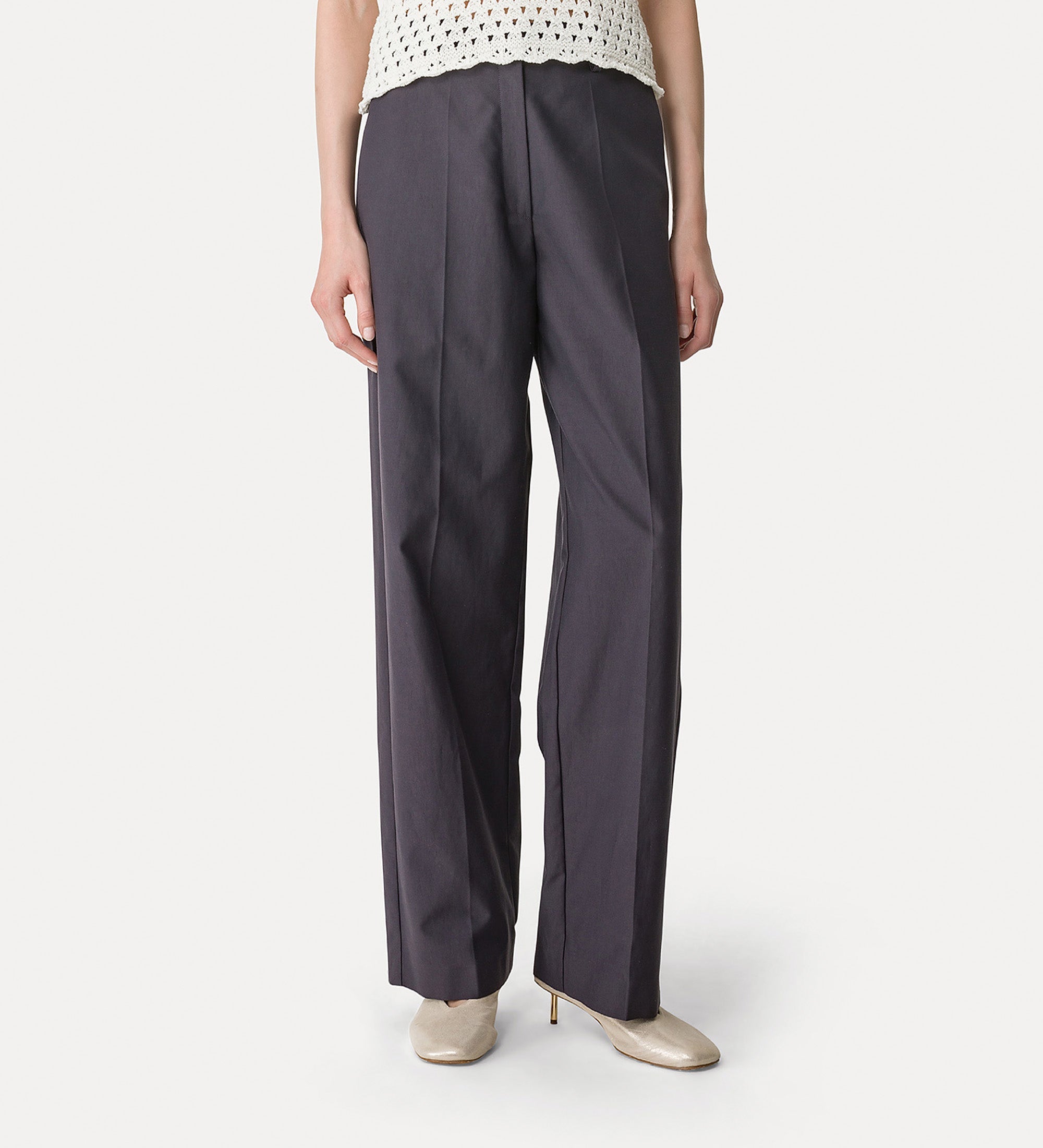 “chic” viscose  masculine cut trousers midnight