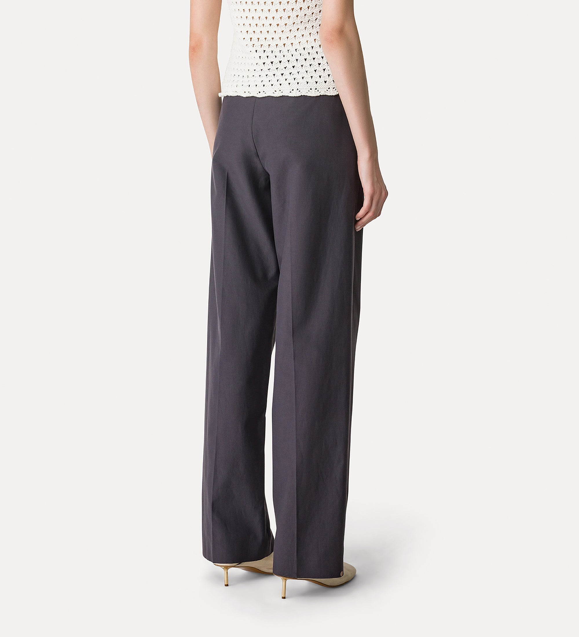 “chic” viscose  masculine cut trousers midnight
