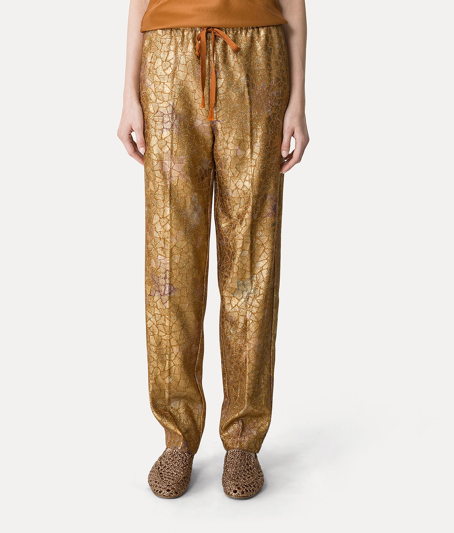 “les folies” jacquard trousers gold
