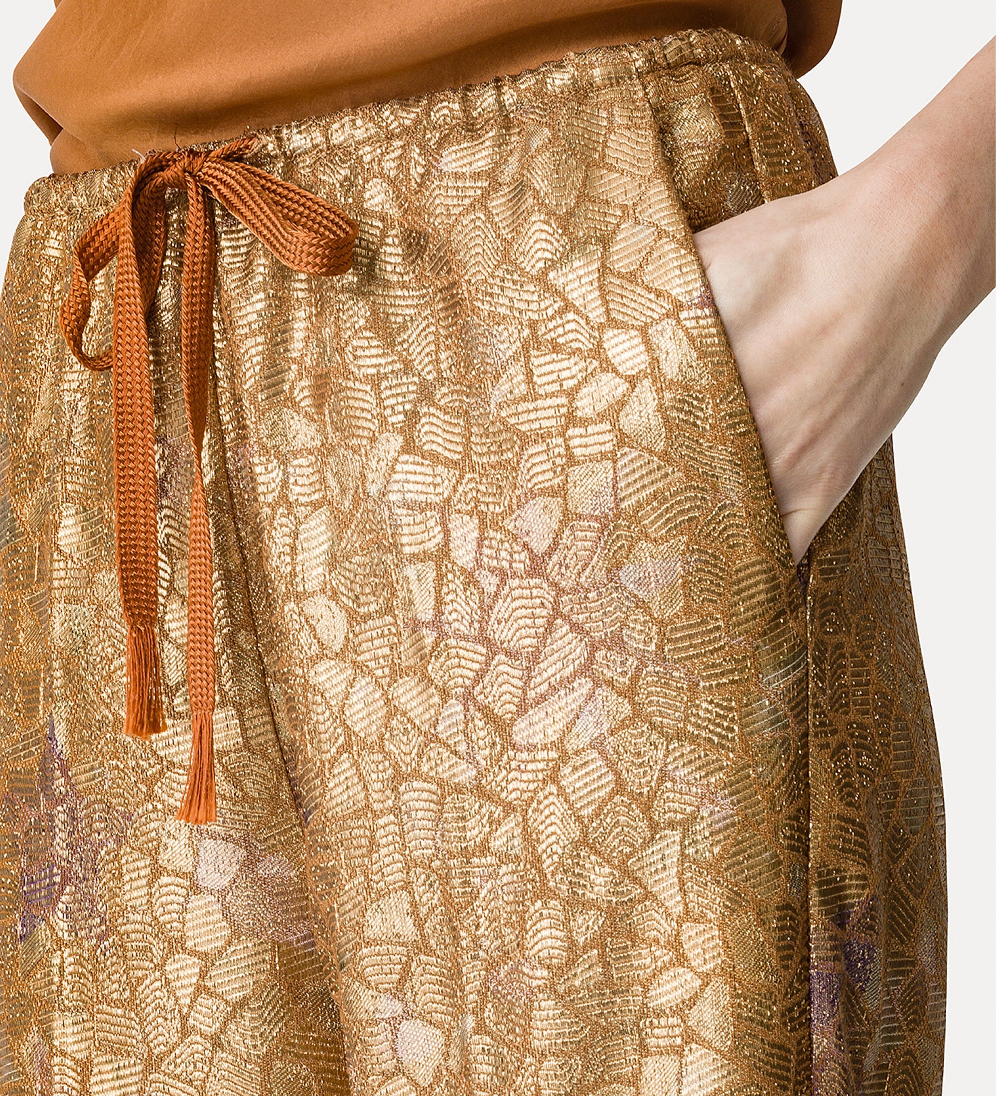 “les folies” jacquard trousers gold