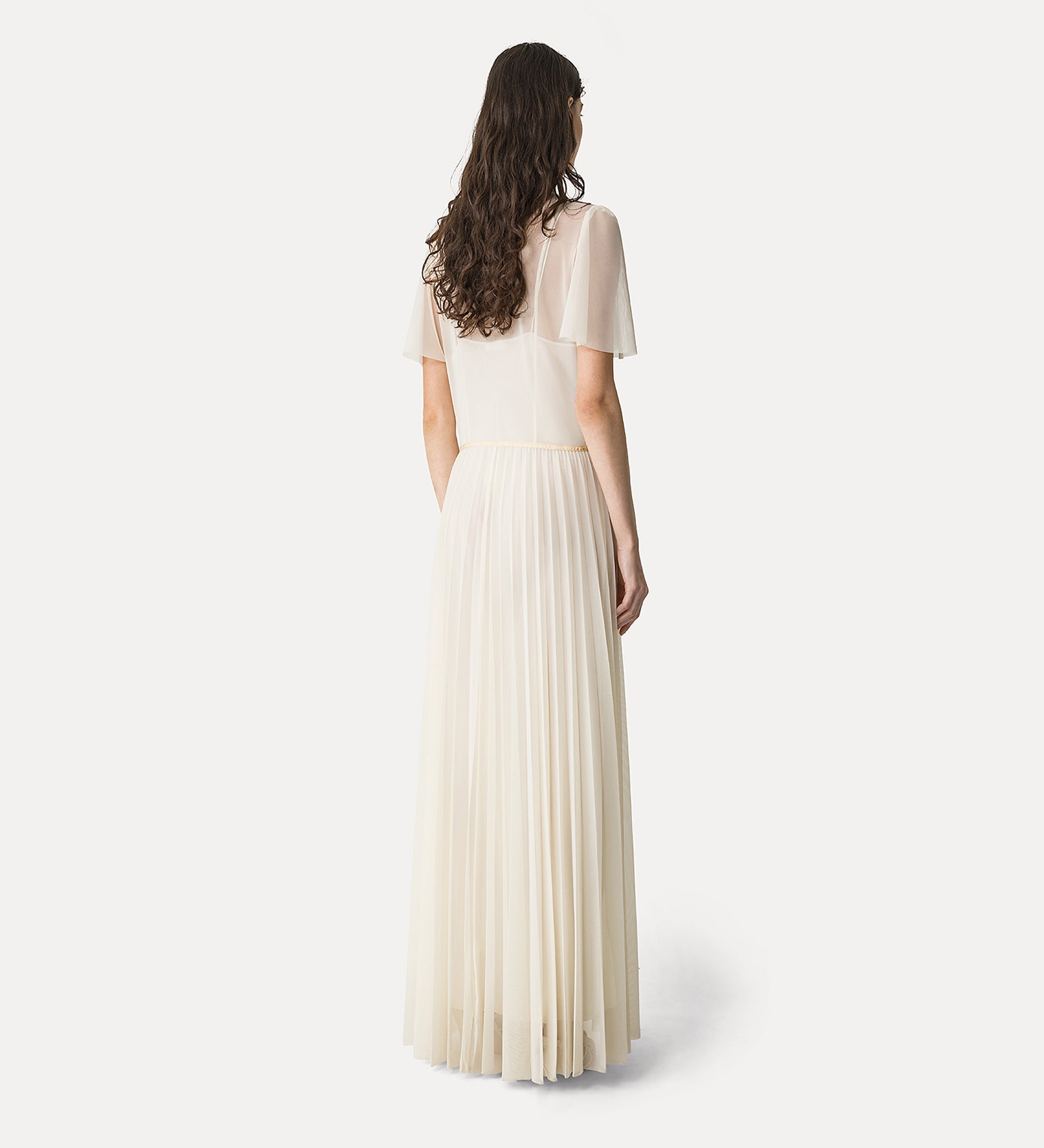 pleated tulle dress with slip butter
