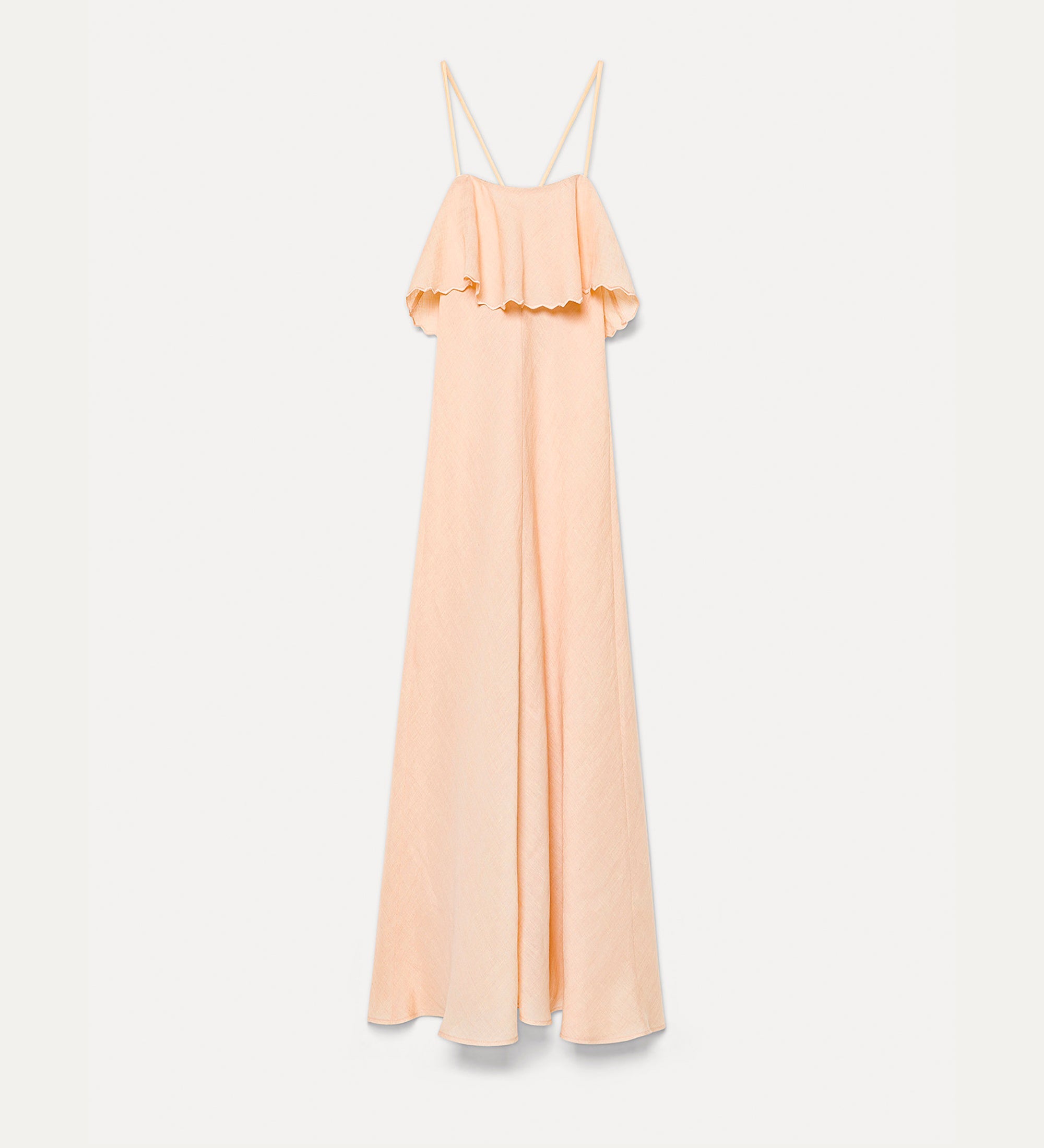 chic lightweight summer dress in linen gauze nude