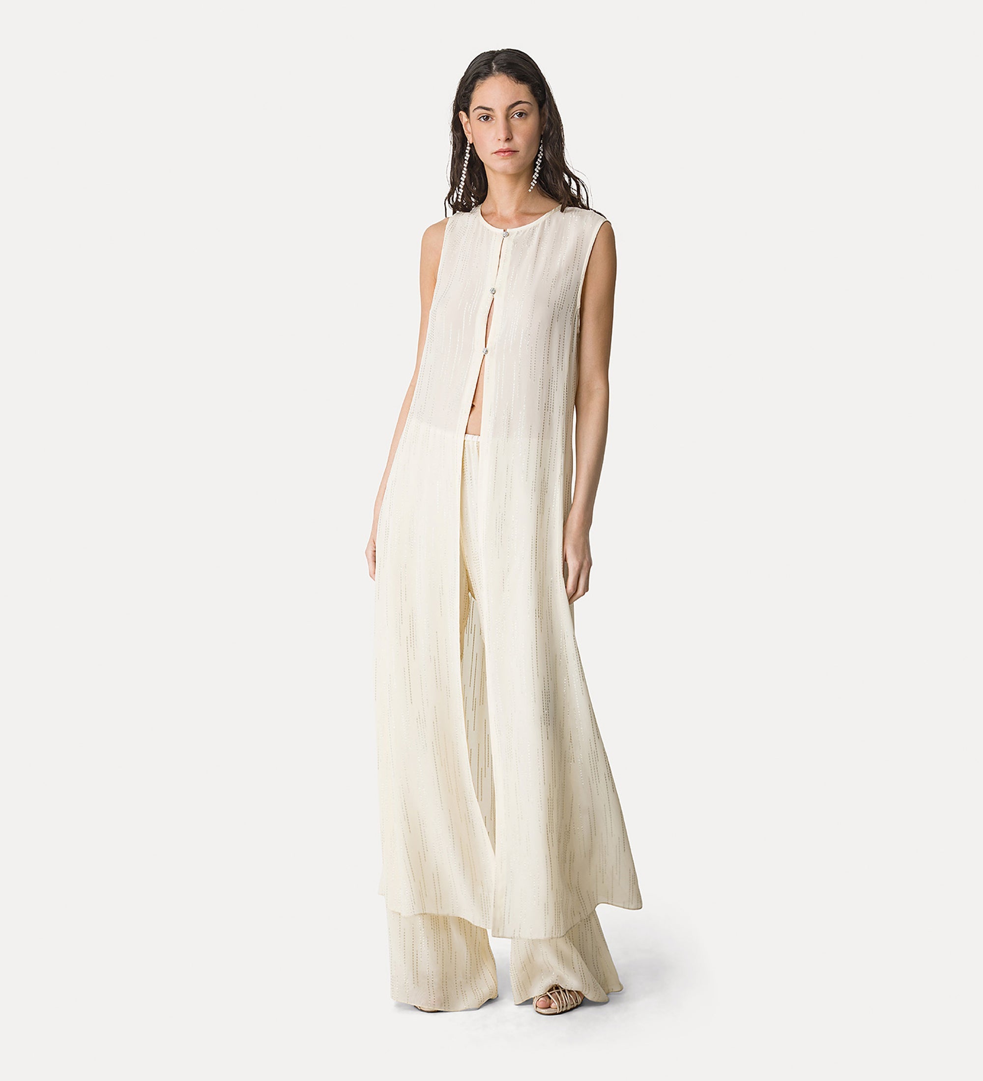 “les fils d'argent” jacquard duster  crystal