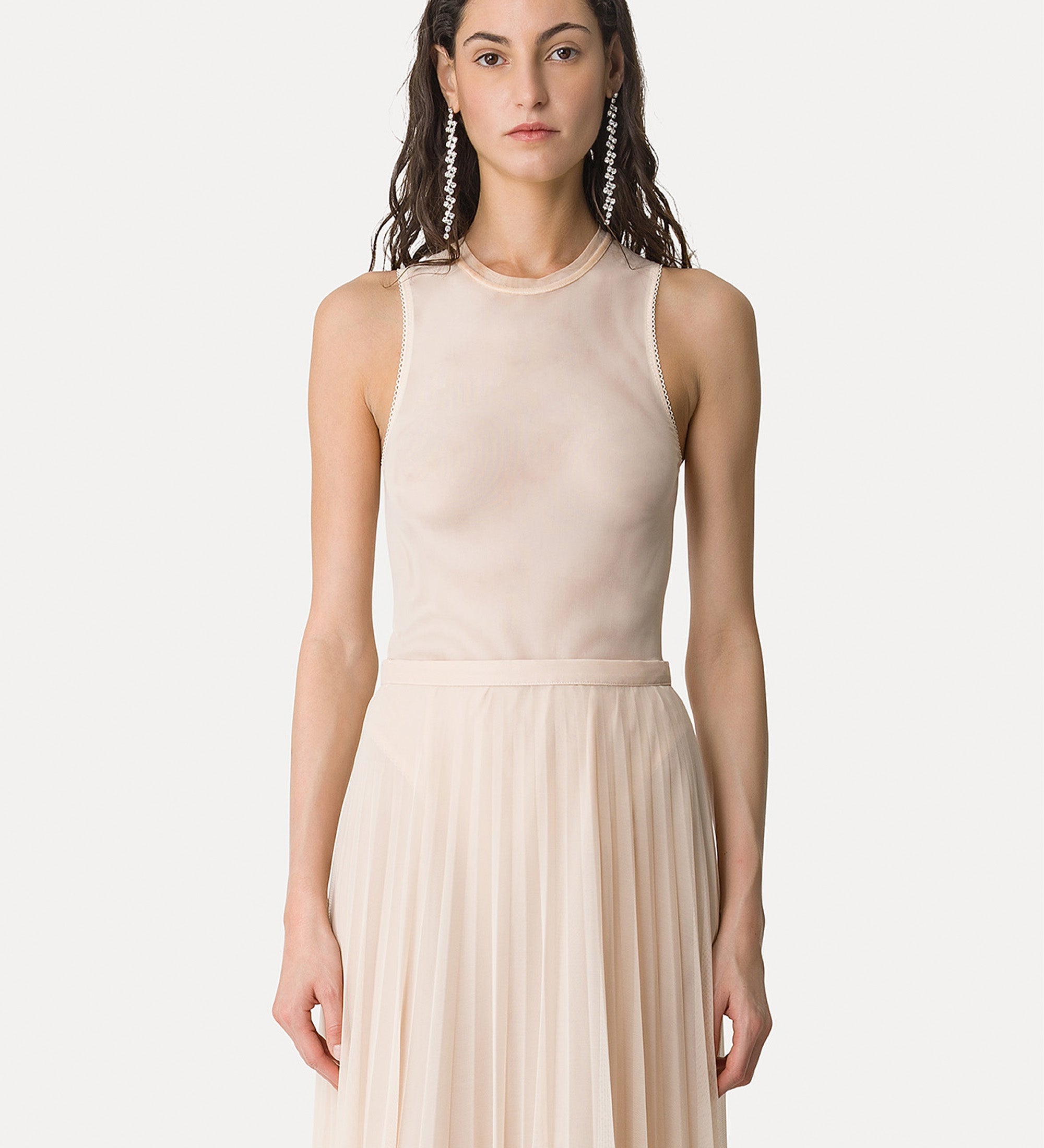 transparent tulle bodysuit nude