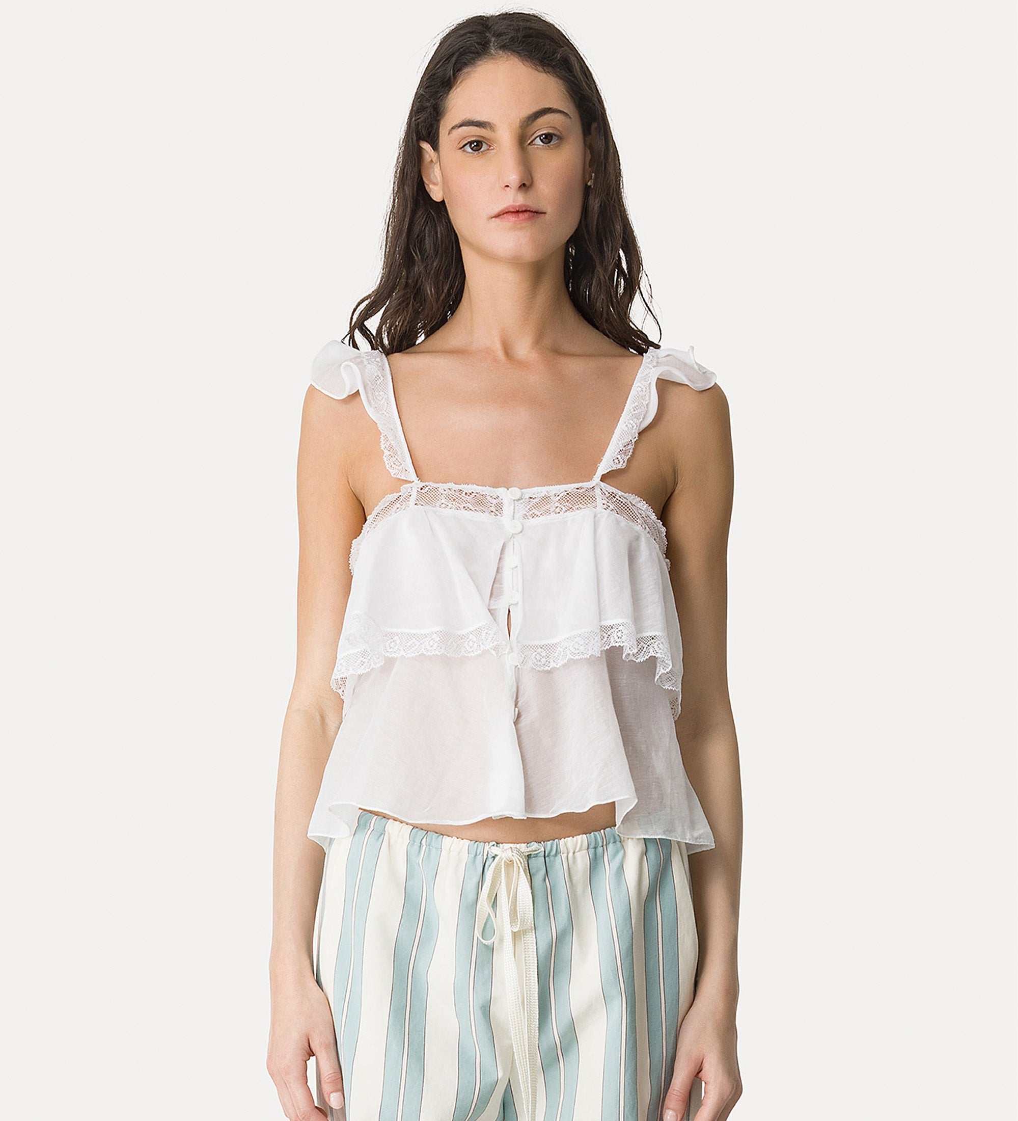 voile top with lace crystal