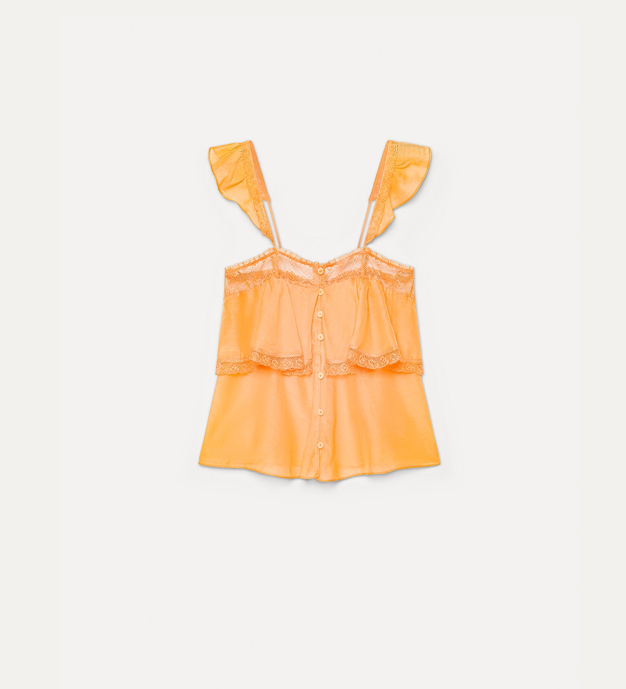 voile strappy top with lace mandarine