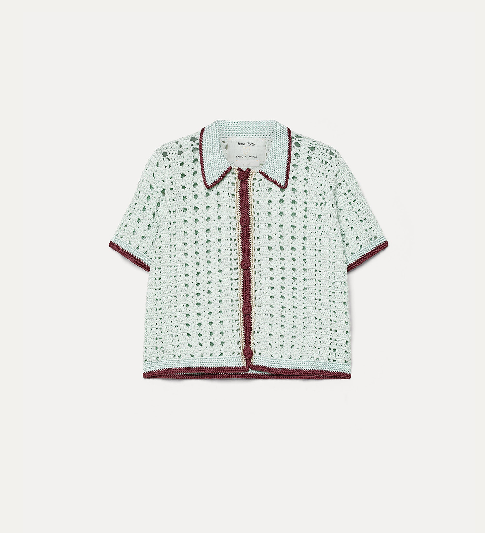 "cable' luxe" handmade crochet polo shirt plume