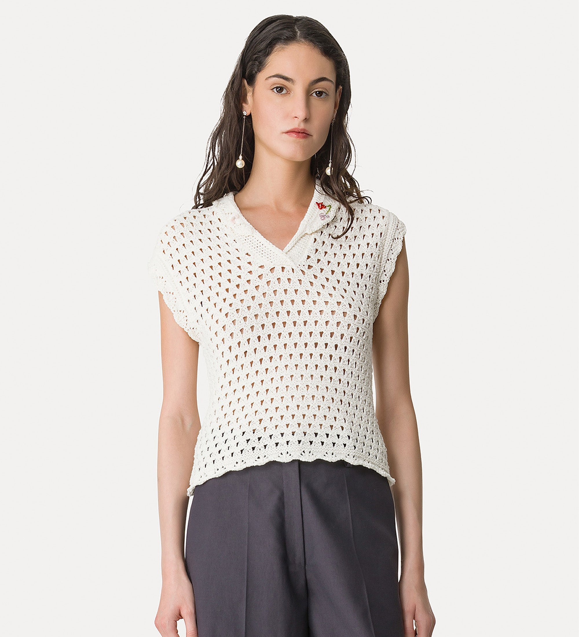 embroidered polo shirt  crystal