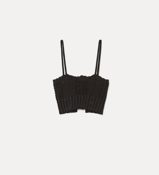cable knit crop top noir | forte_forte