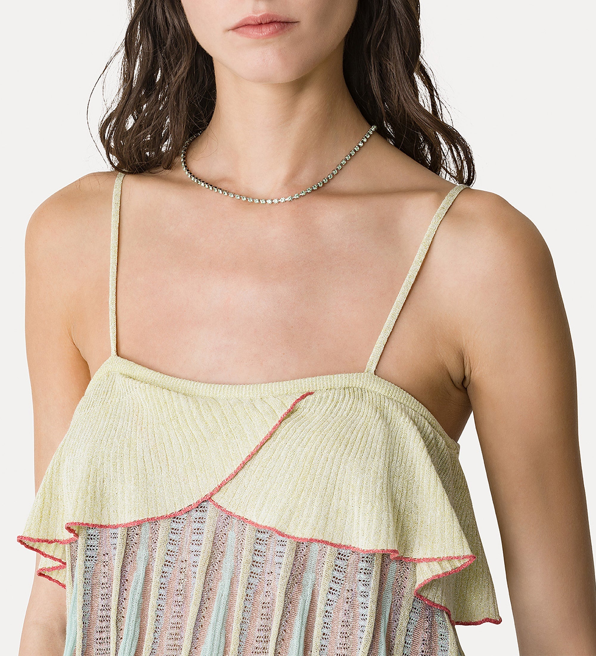 “les folies” jacquard ruffle top  lucente