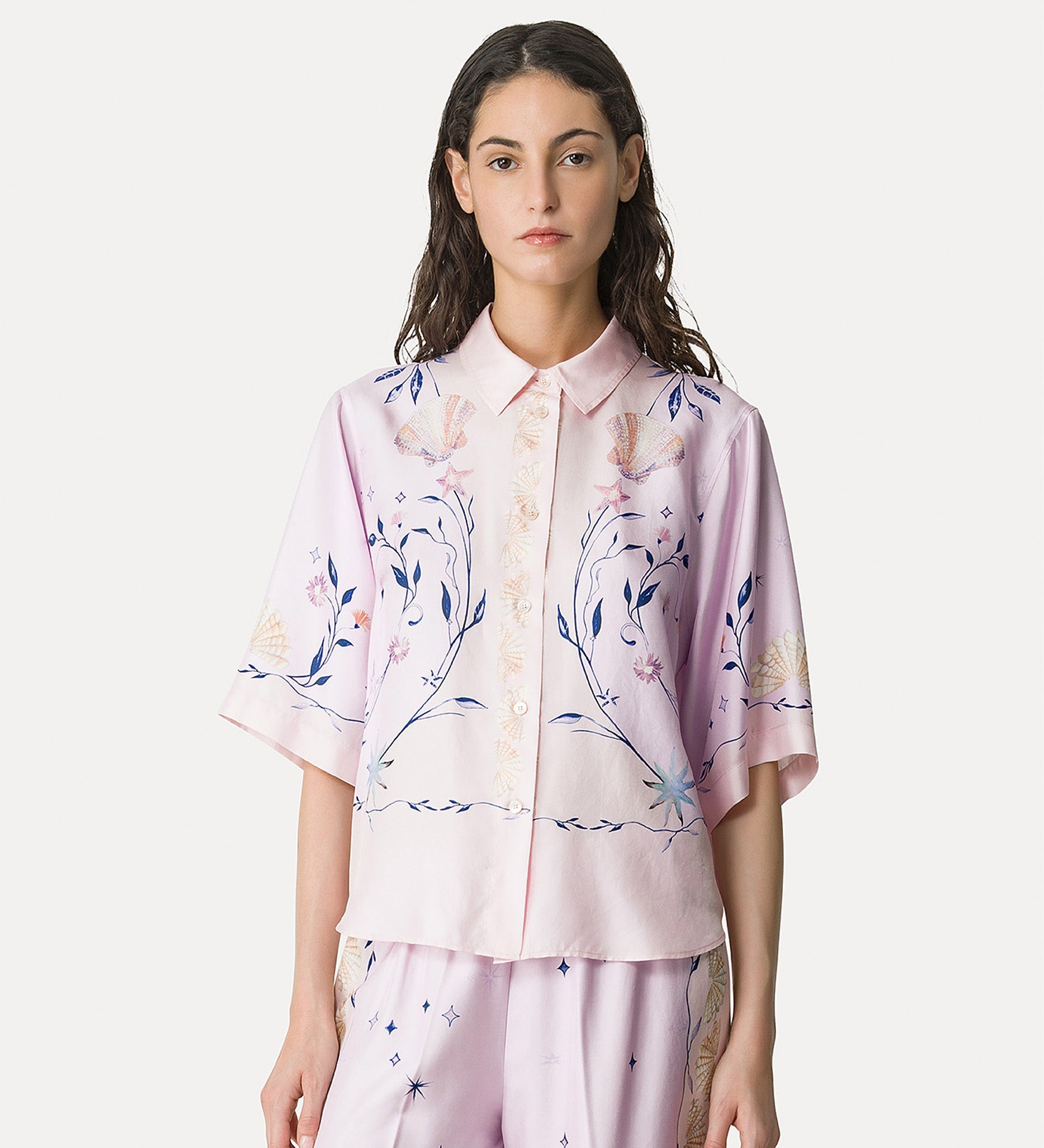 “deliverance” print half—sleeve shirt top sweet