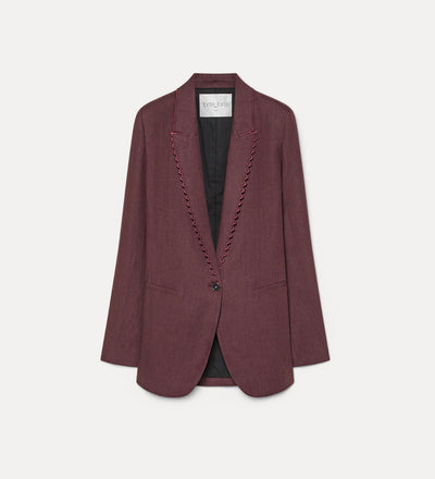 veste chic en lin avec broderie fondant