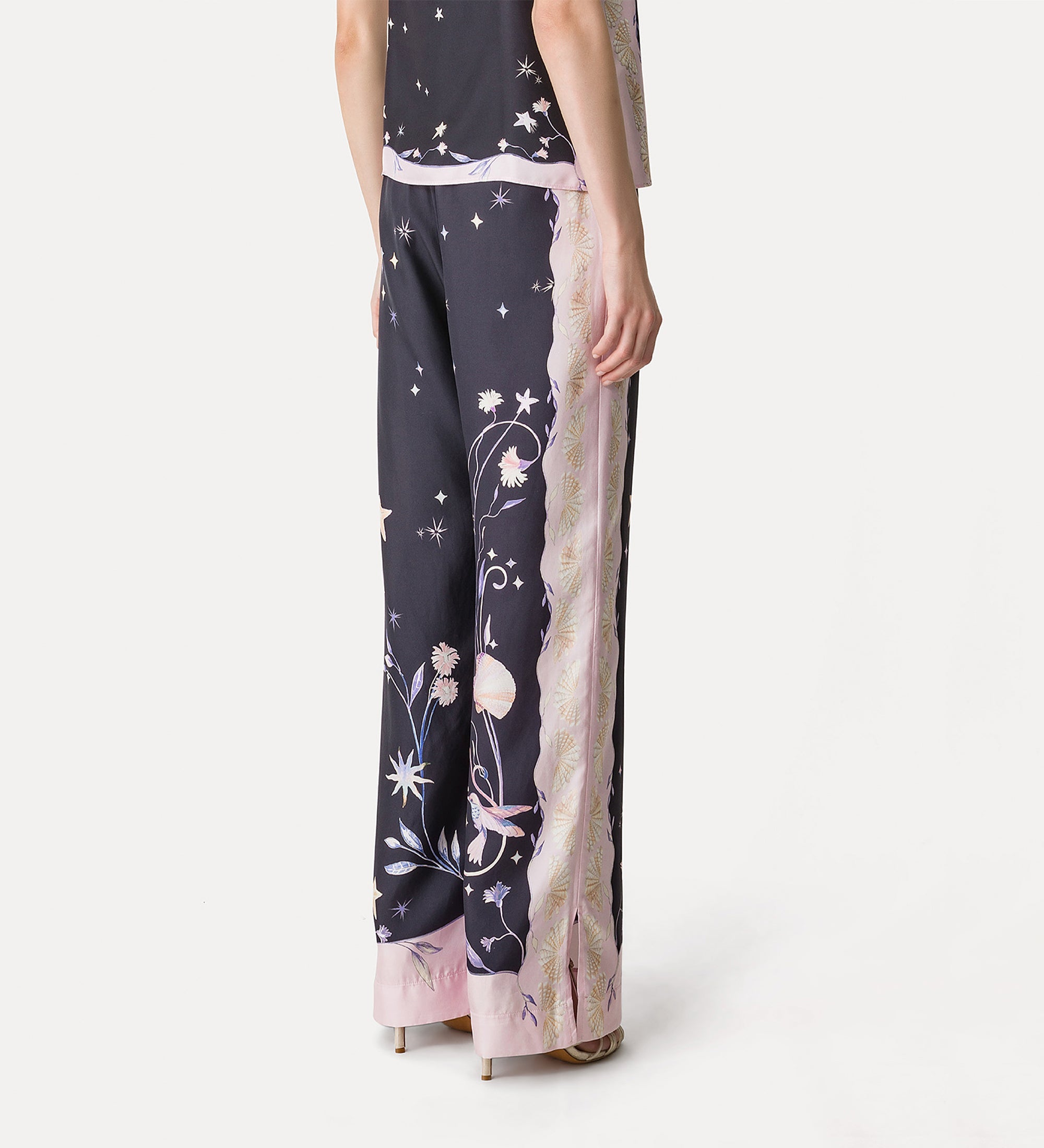 “deliverance” print twill stretch trousers midnight