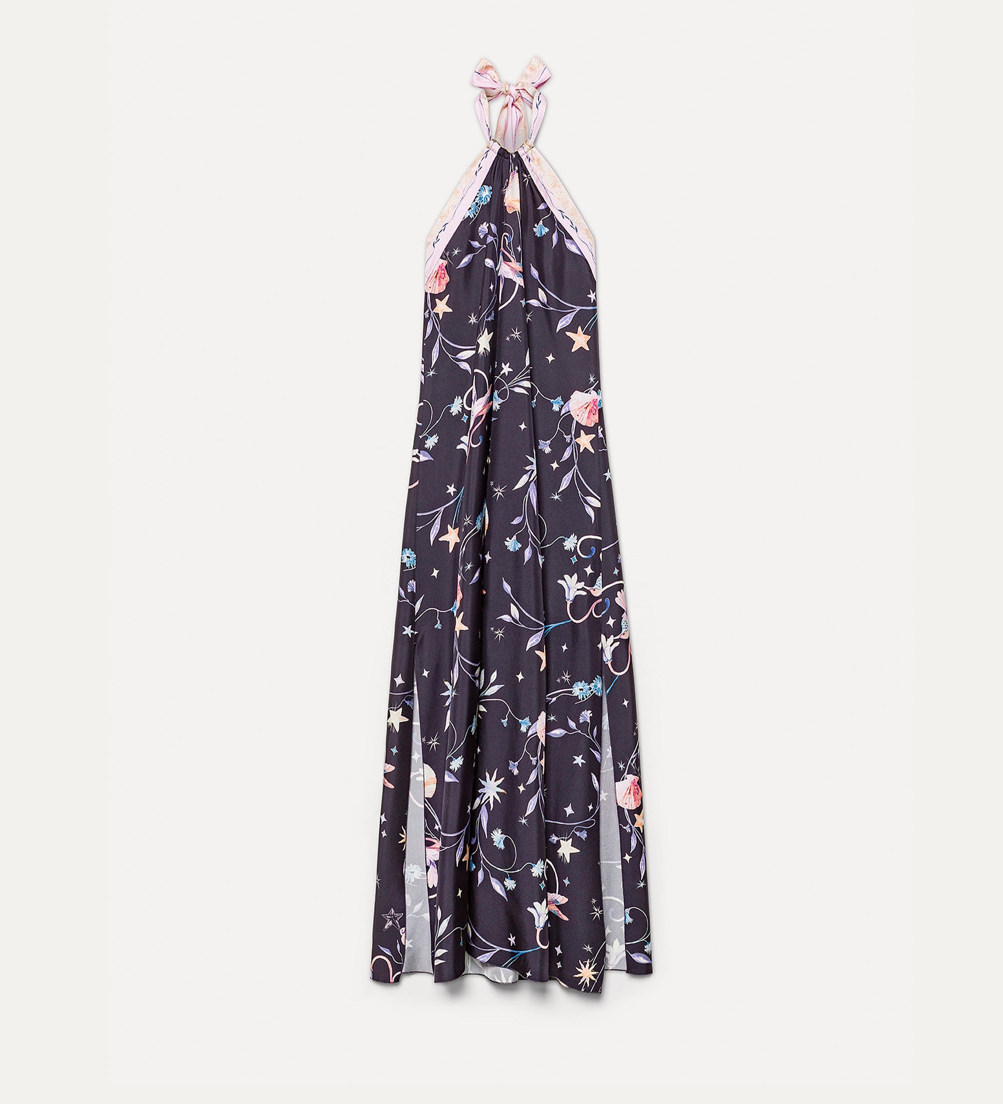 “deliverance” print long elegant dress midnight