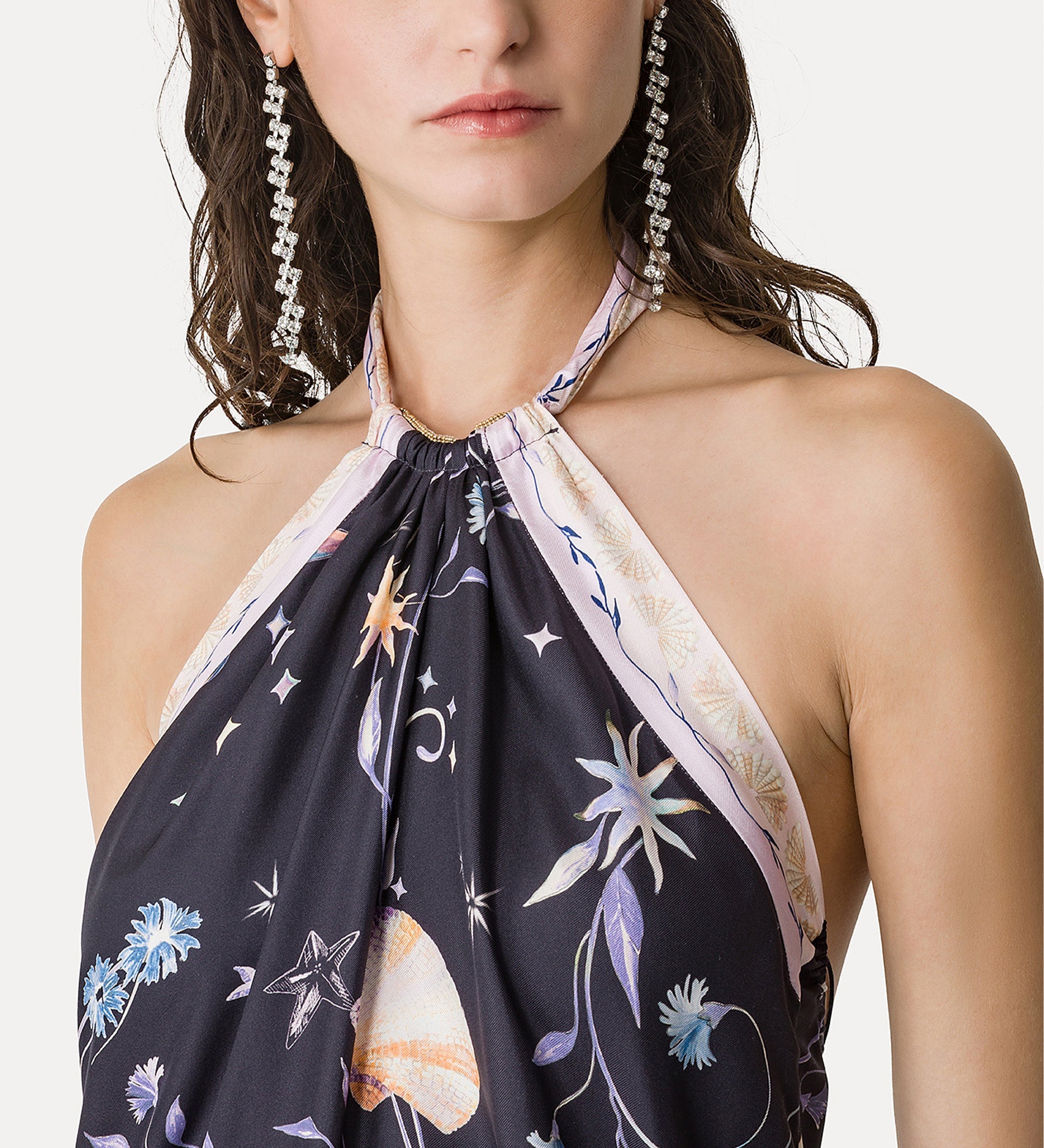 “deliverance” print long elegant dress midnight