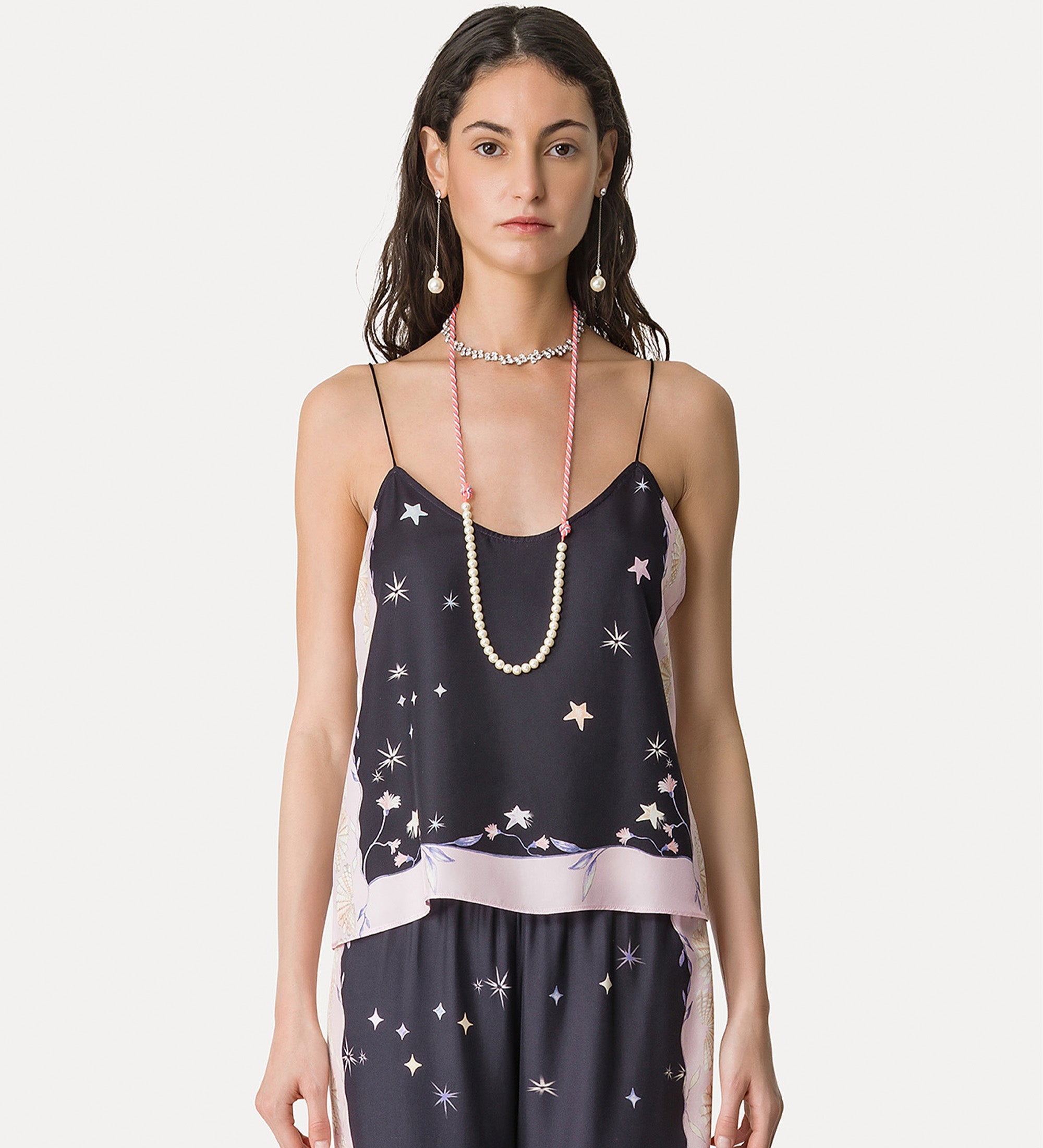 “deliverance” print twill top midnight