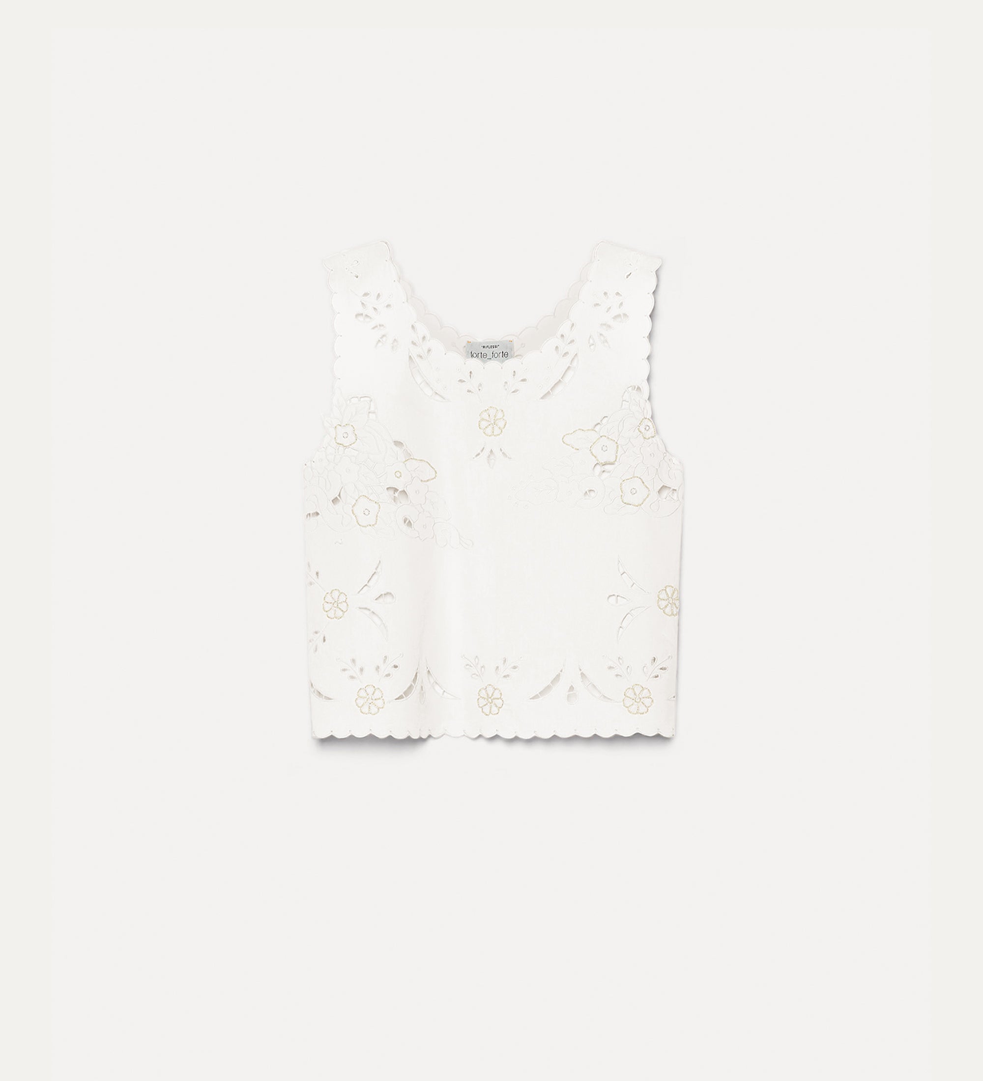 poplin top with “lace and glass” embroidery crystal