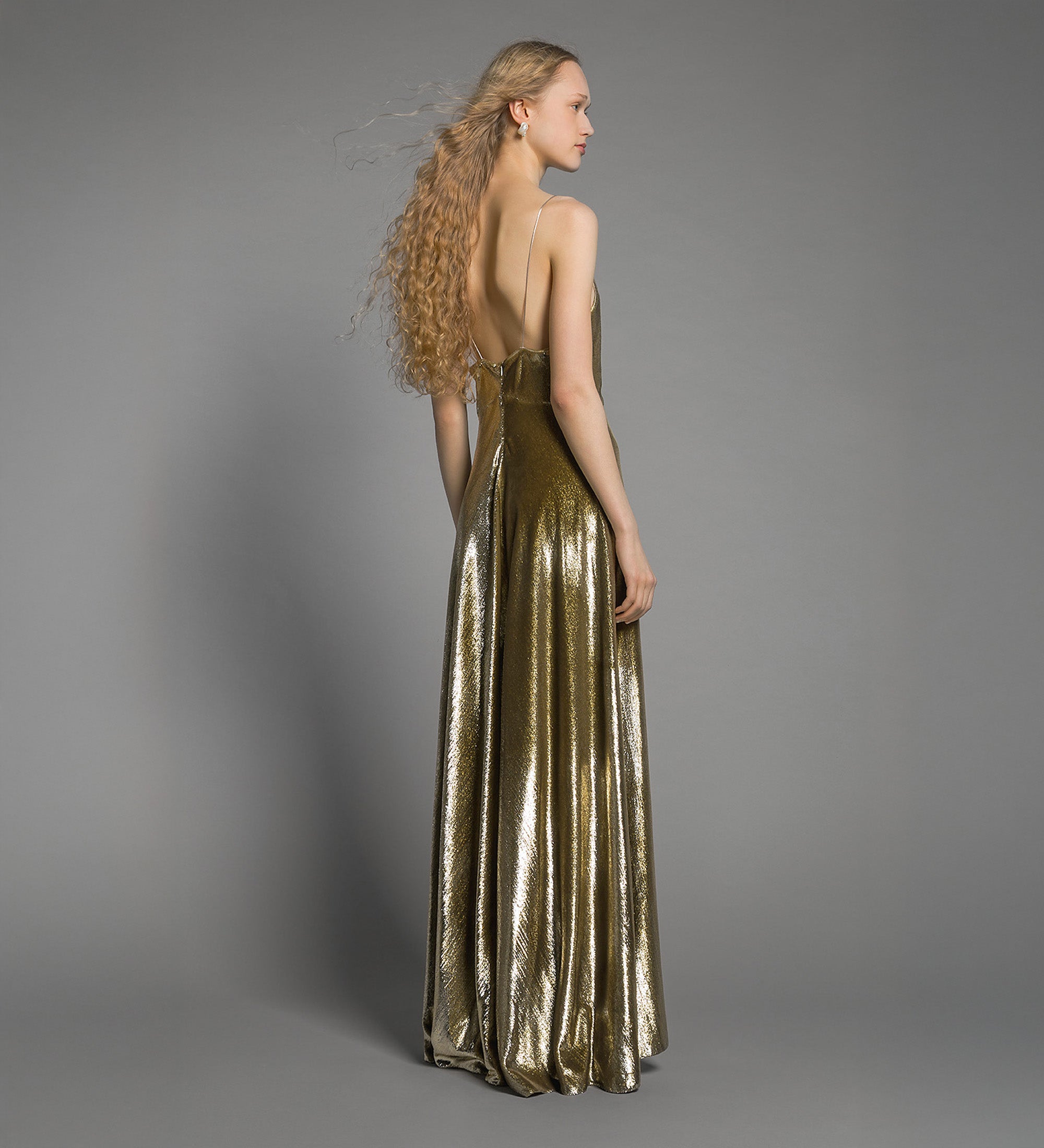 abito bretelline velluto lurex Gold