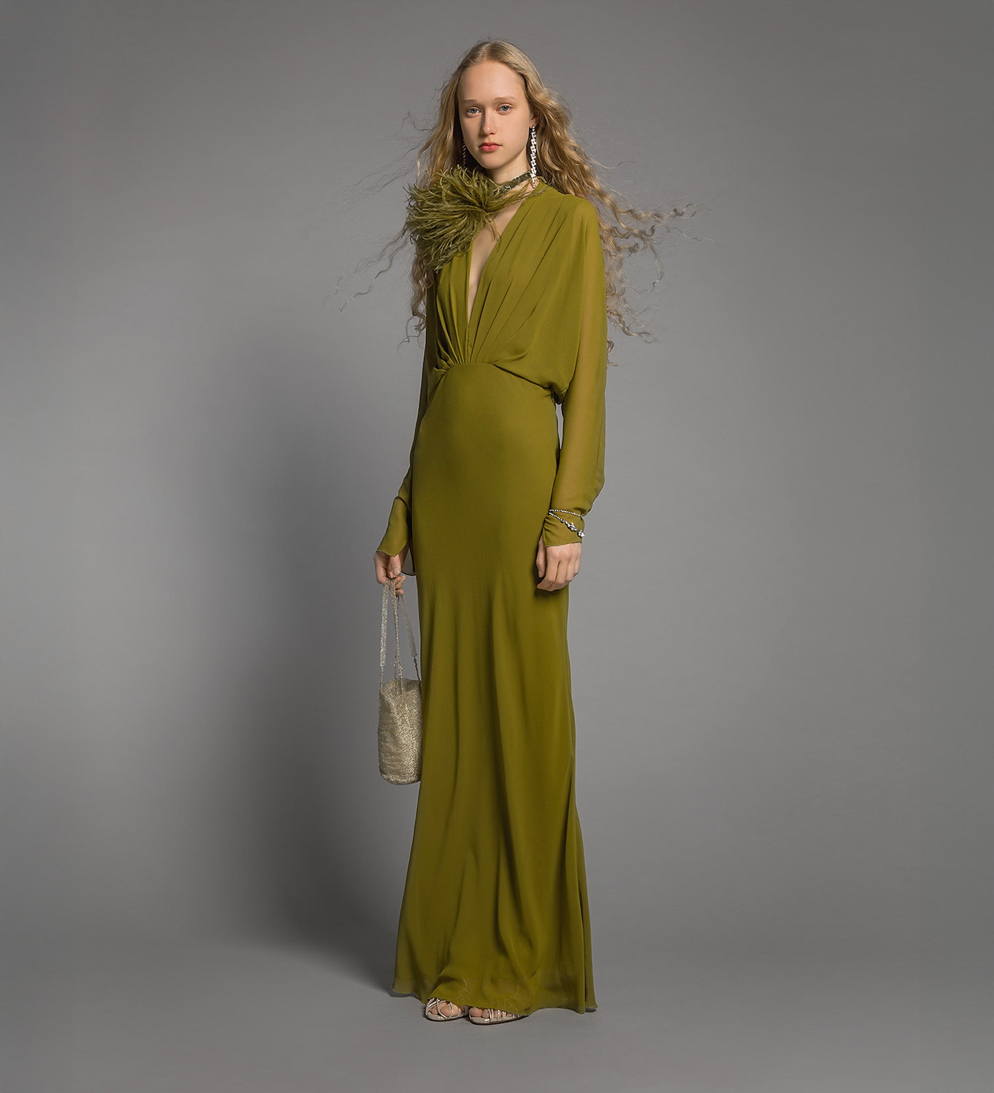 abito chic georgette Khaki