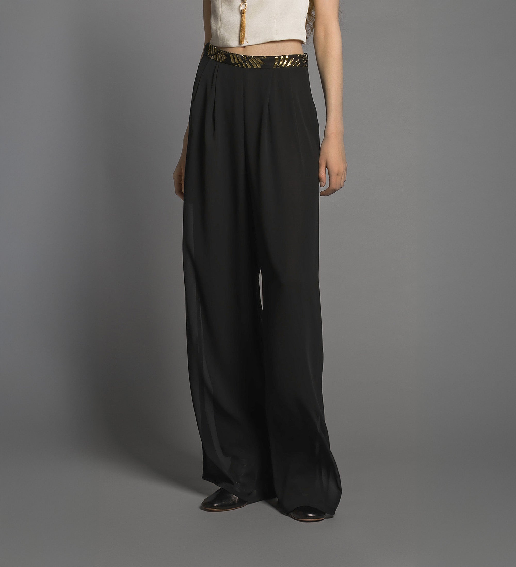 pantalone chic georgette Noir