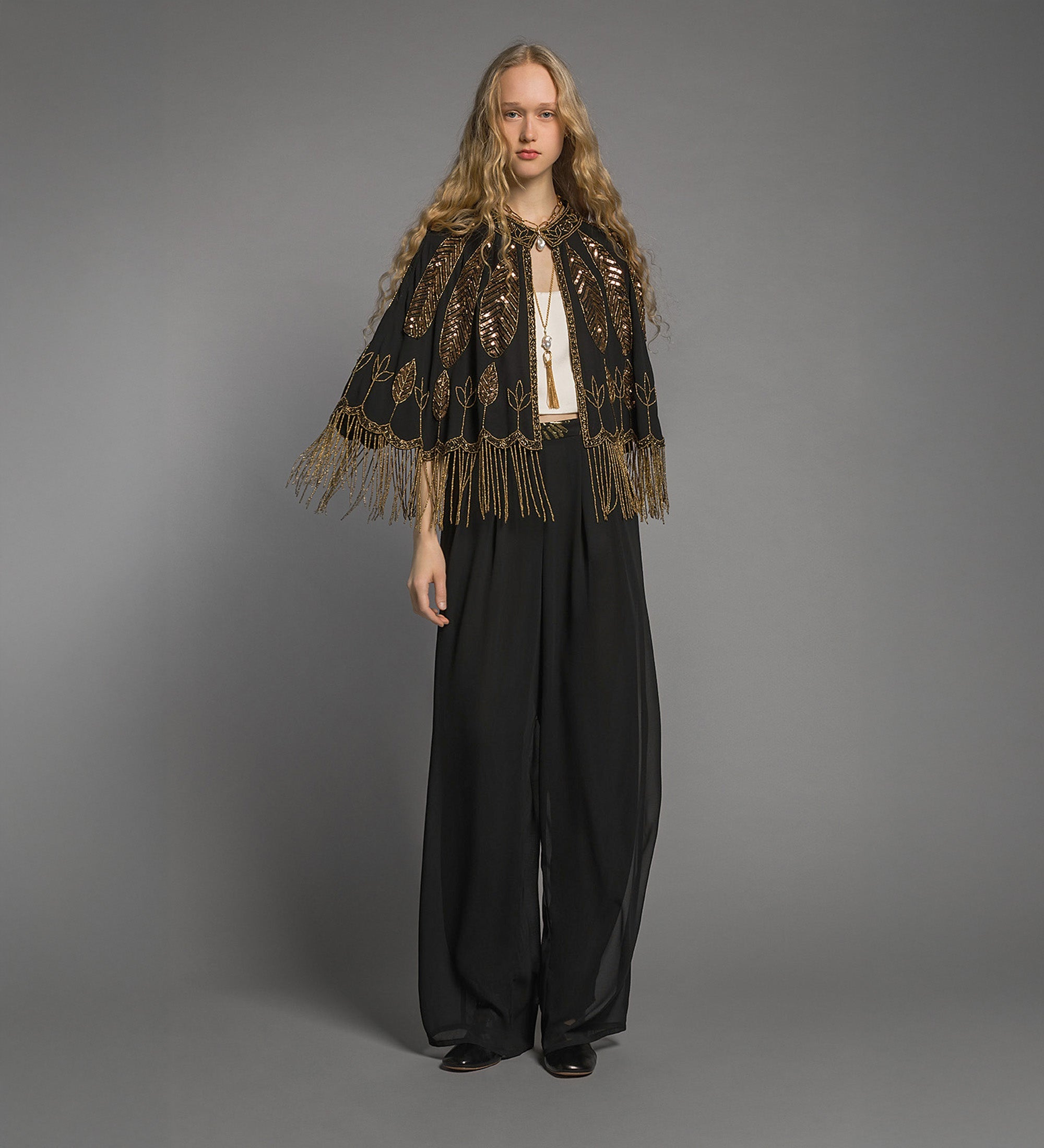 pantalone chic georgette Noir