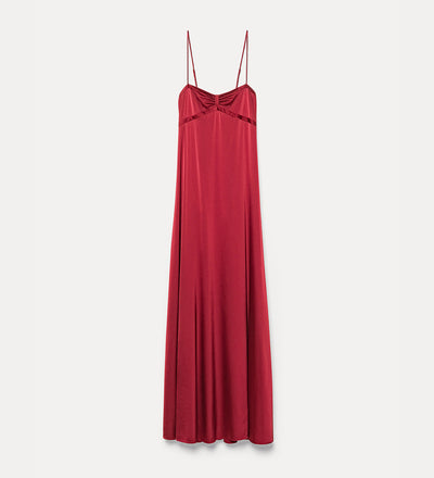 robe bustier en satin de soie stretch  pomegranate