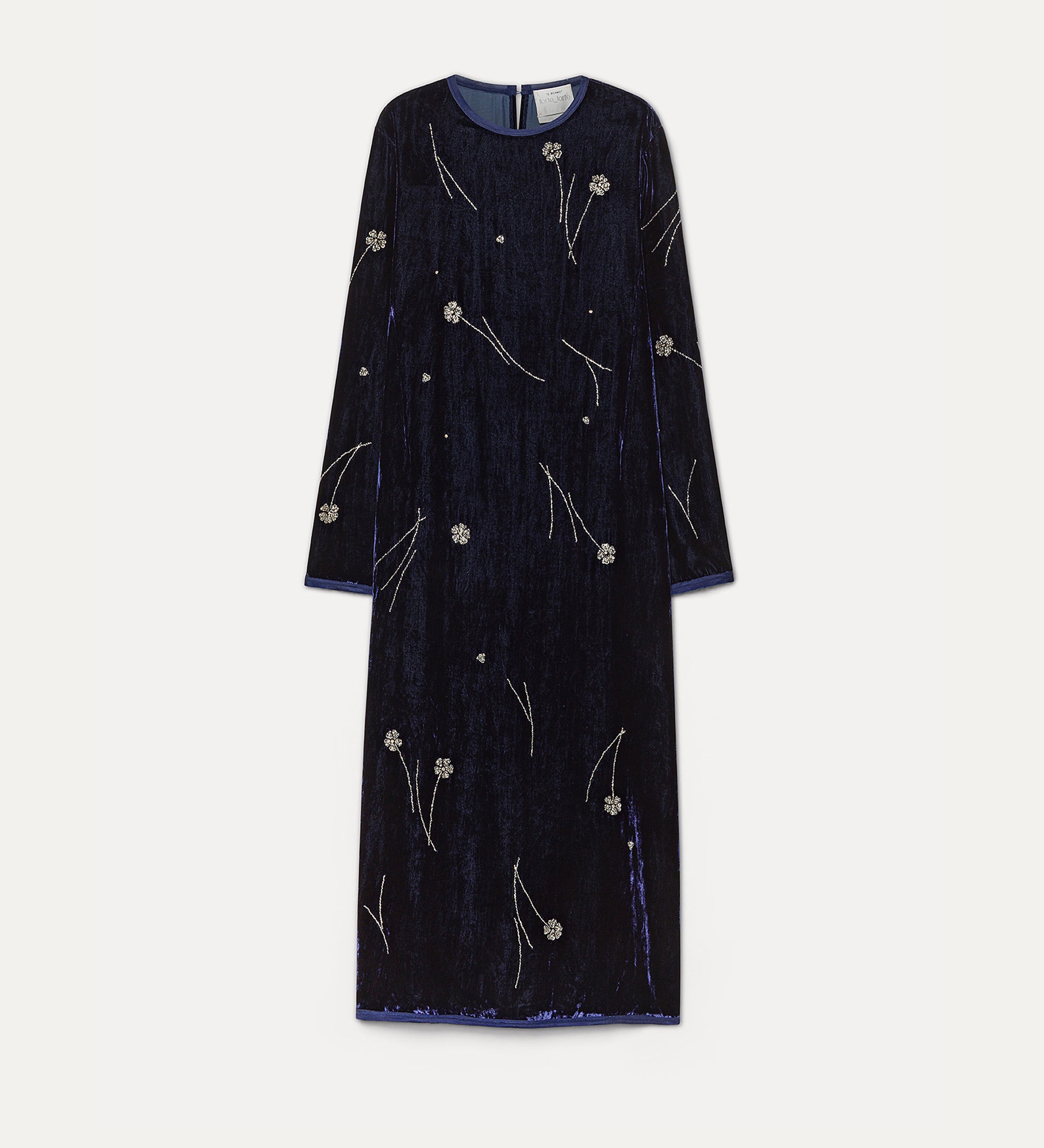 abito  midi velluto crash ricamo "fleurs d'orient" notte