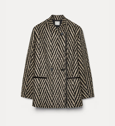 chevron jacquard oversized jacket nero