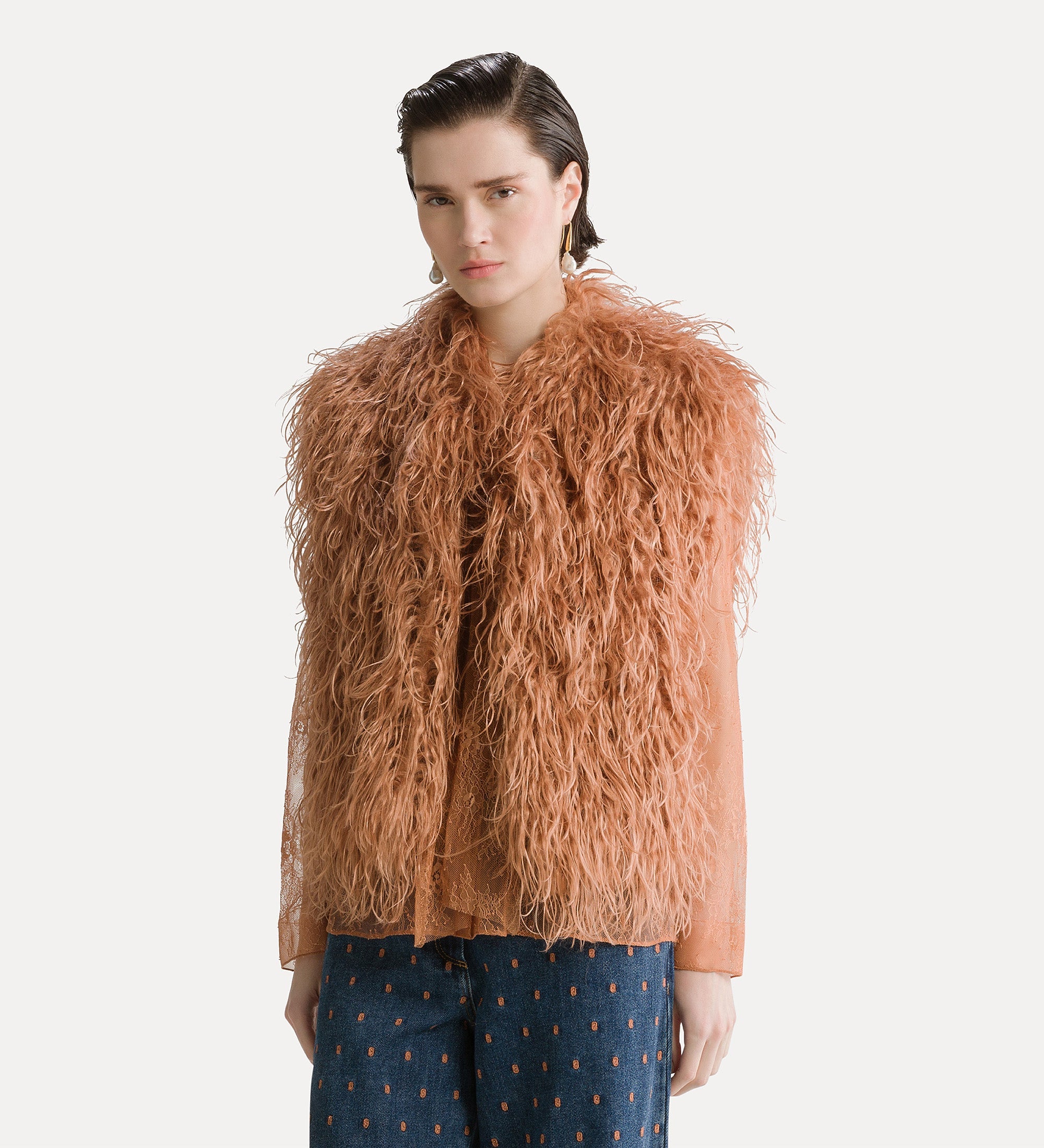 mongolian faux fur gilet the