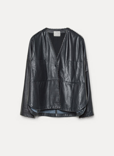 beaded nappa leather kimono jacket petrole