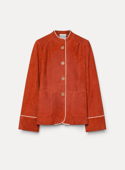 suede band collar jacket  curcuma
