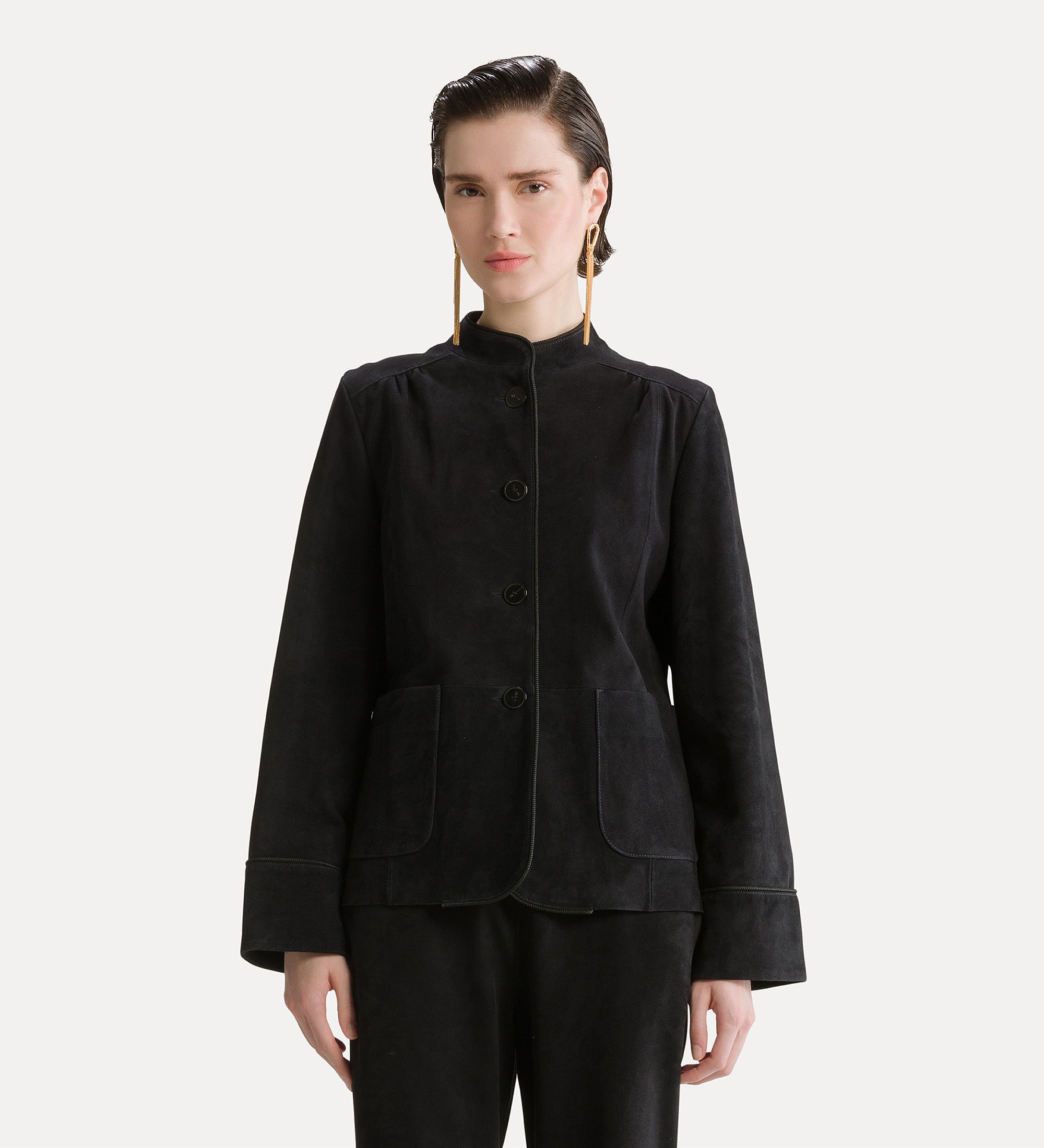 veste à col officier en daim  notte