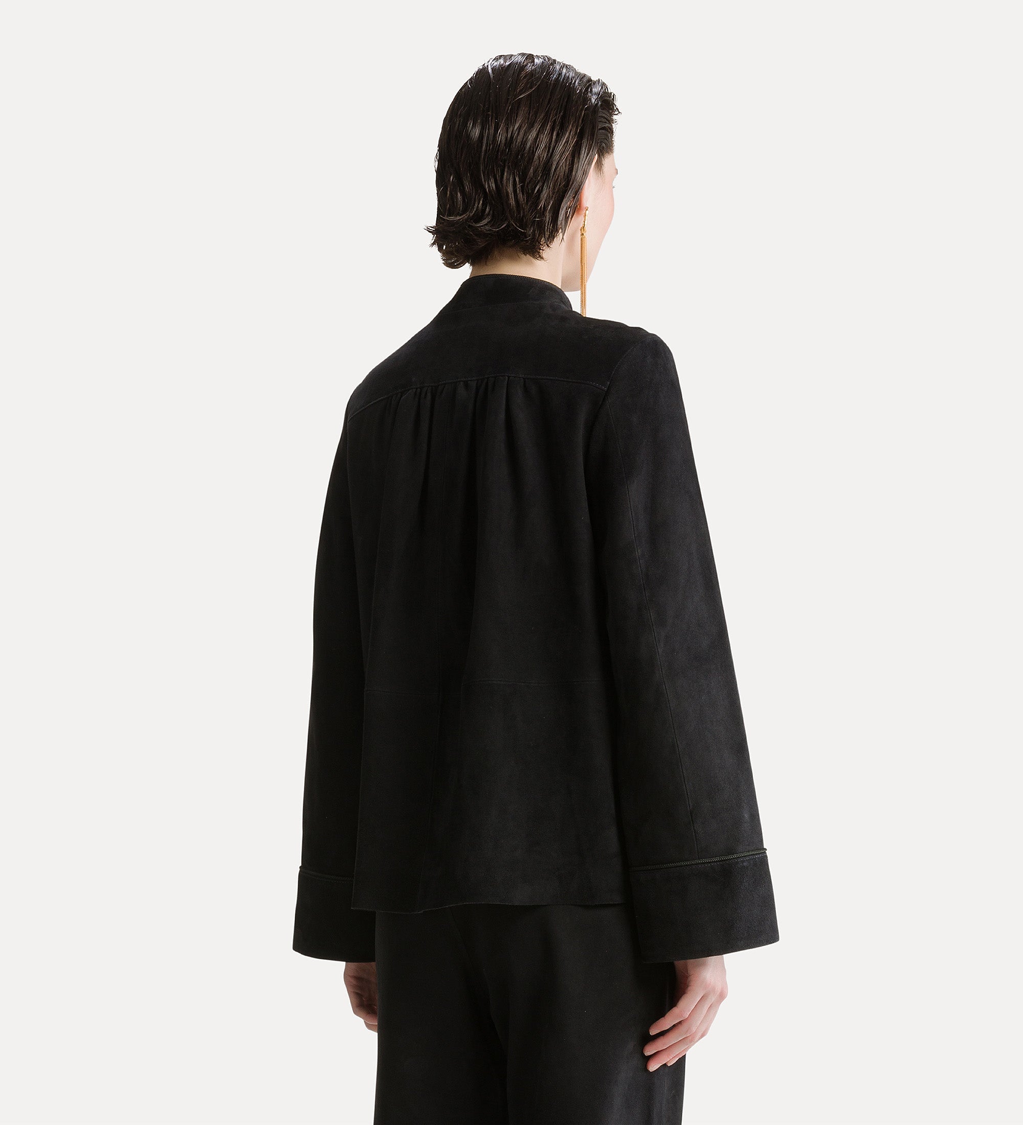 veste à col officier en daim  notte