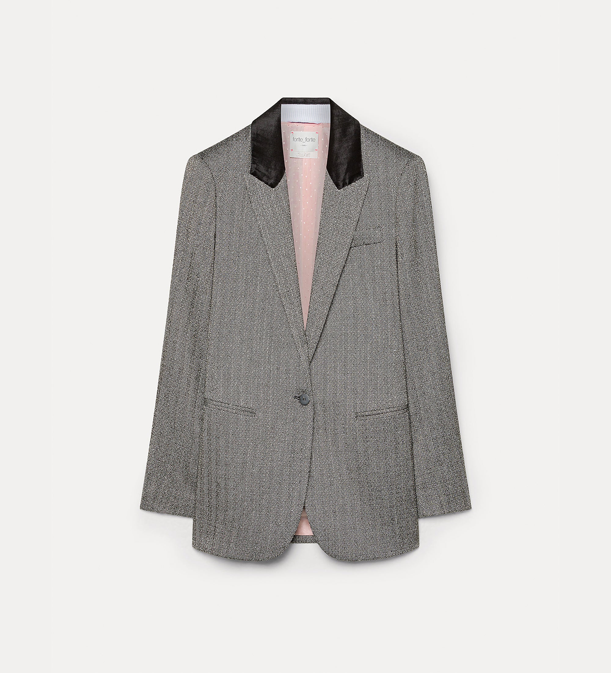 blazer collo velluto chevron jaspe' nero