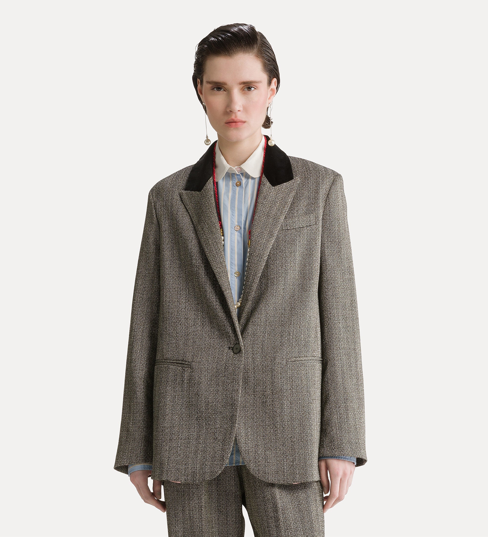 chevron jaspé blazer nero