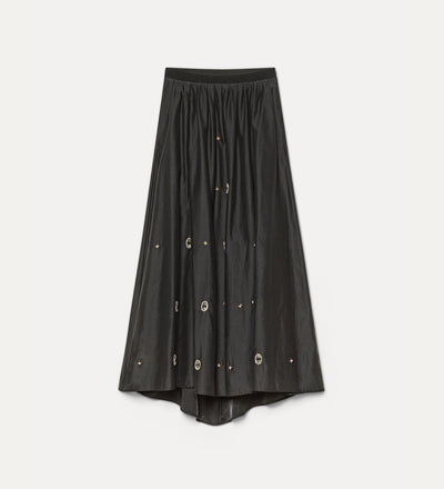 full twill skirt with “le club” embroidery nero
