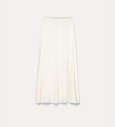 jupe évasée en satin de soie stretch avorio