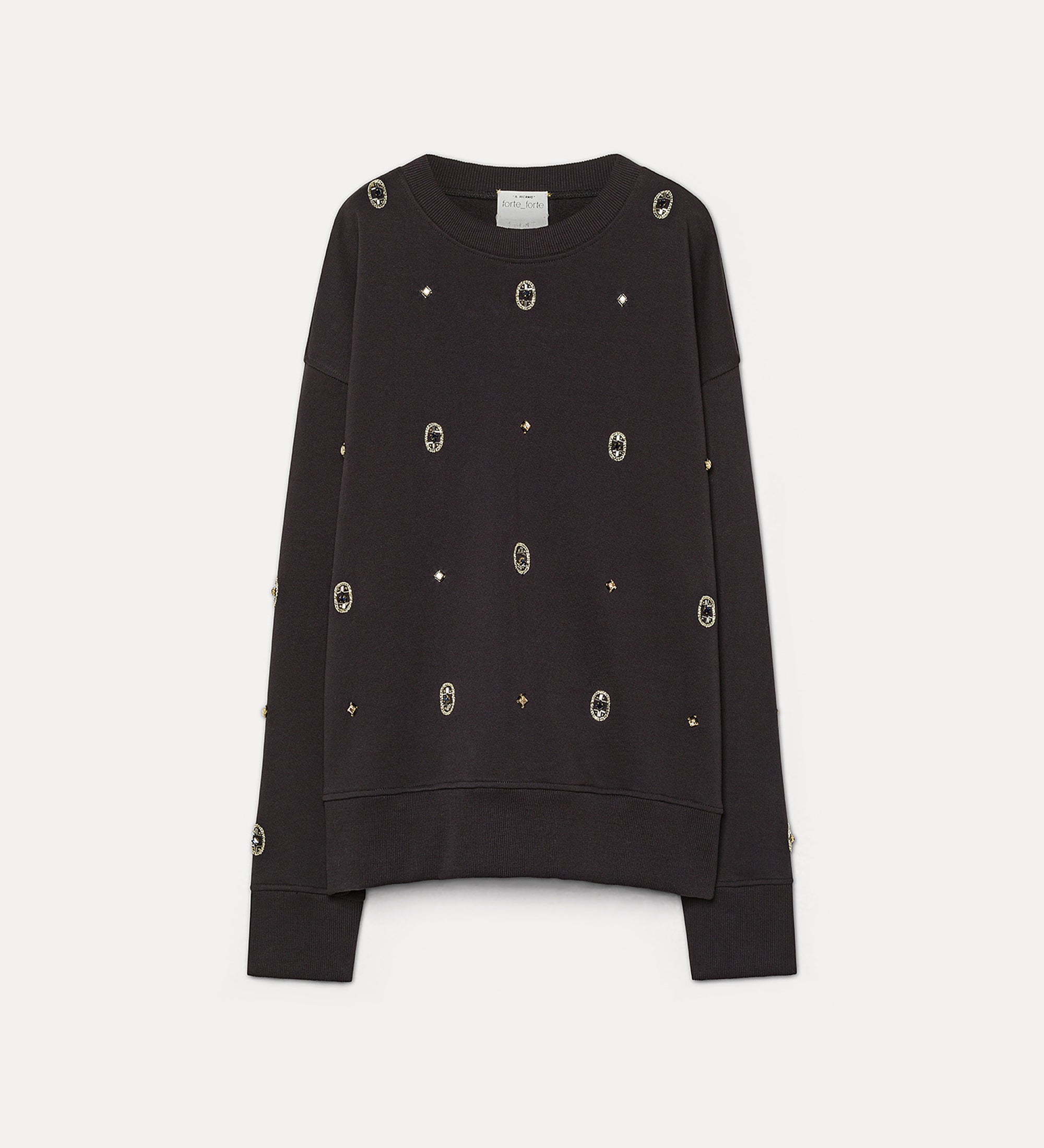 cotton crew–neck sweatshirt with “le club” embroidery notte
