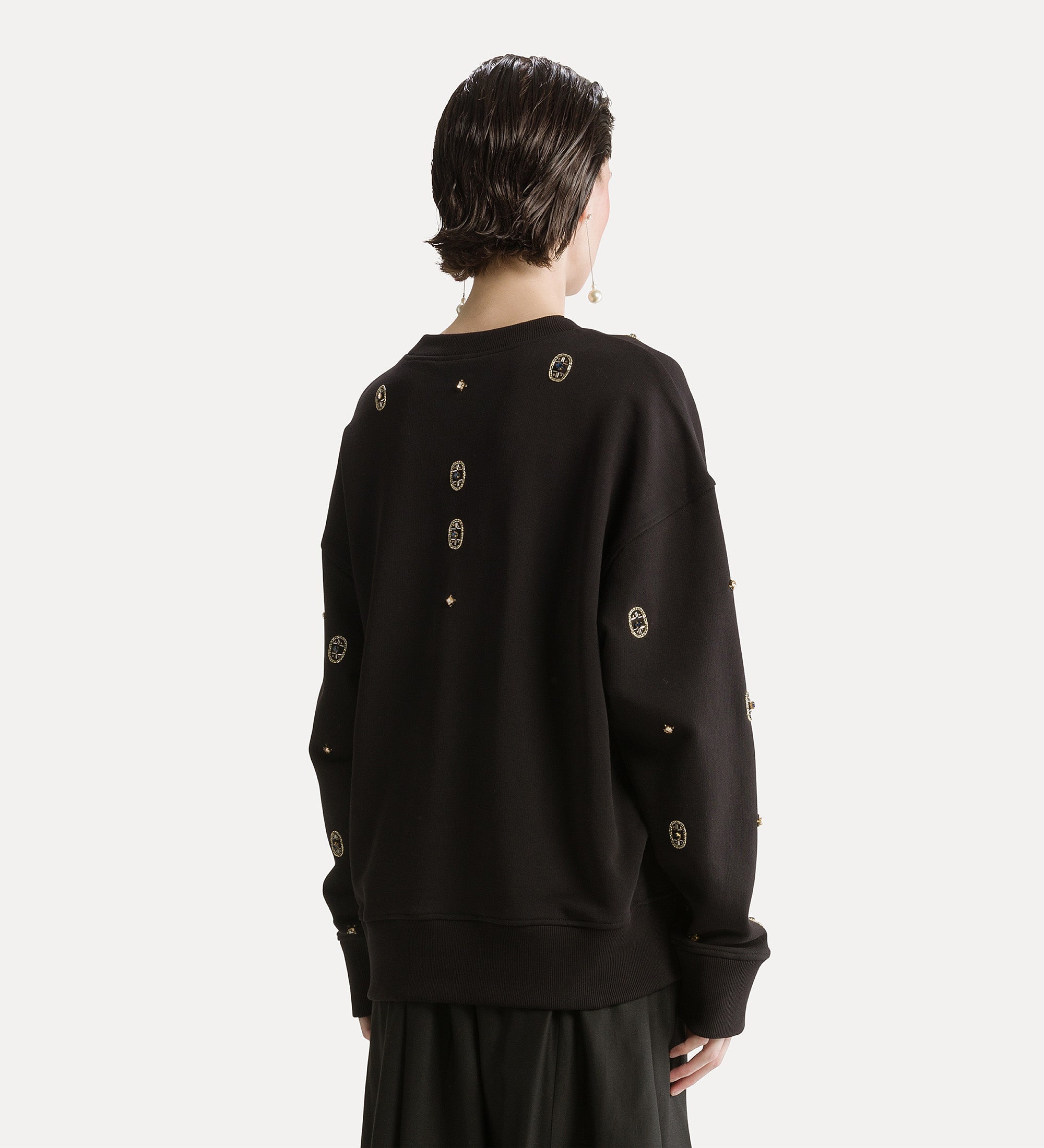 cotton crew–neck sweatshirt with “le club” embroidery notte