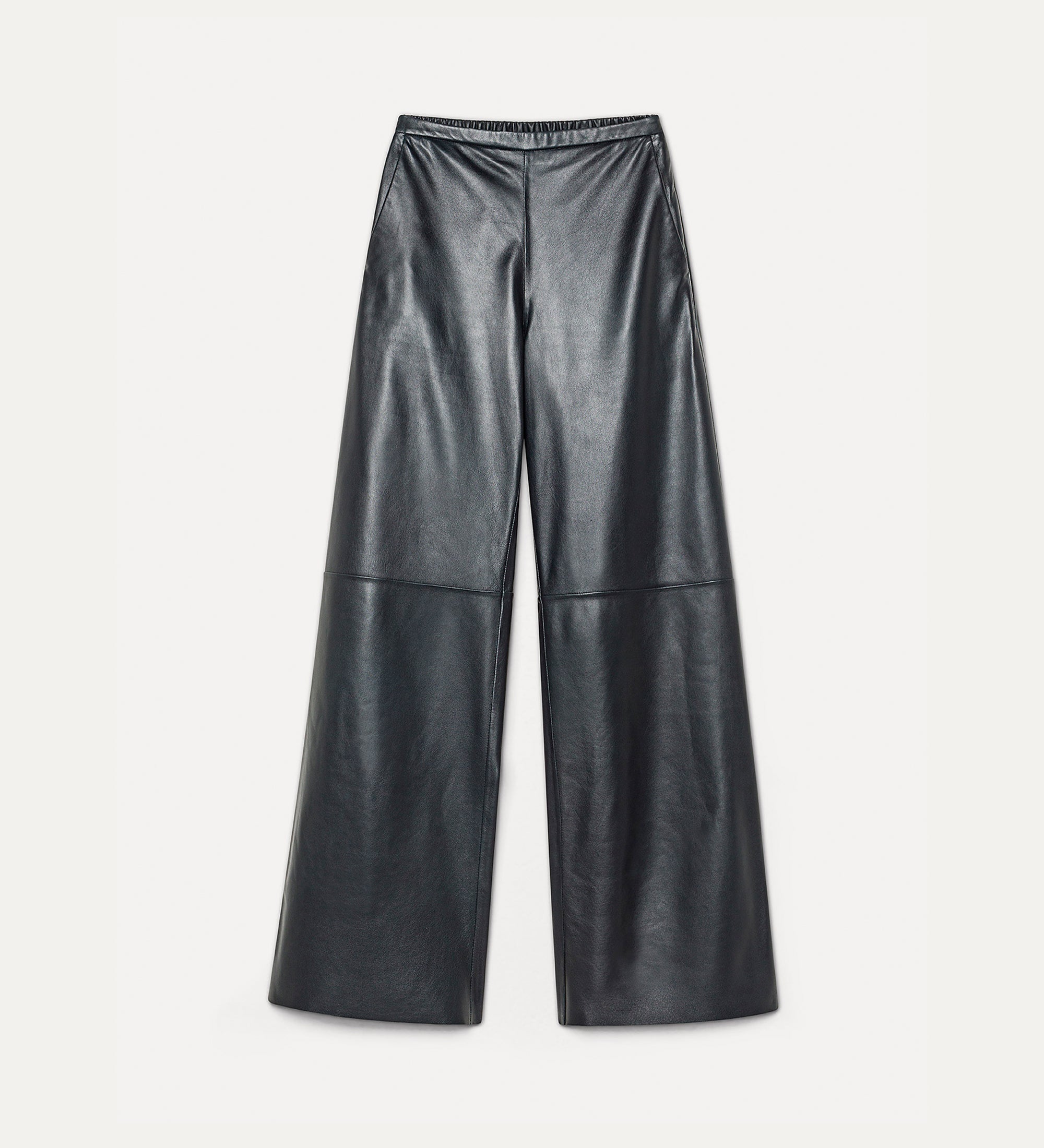 high–waisted nappa leather trousers petrole
